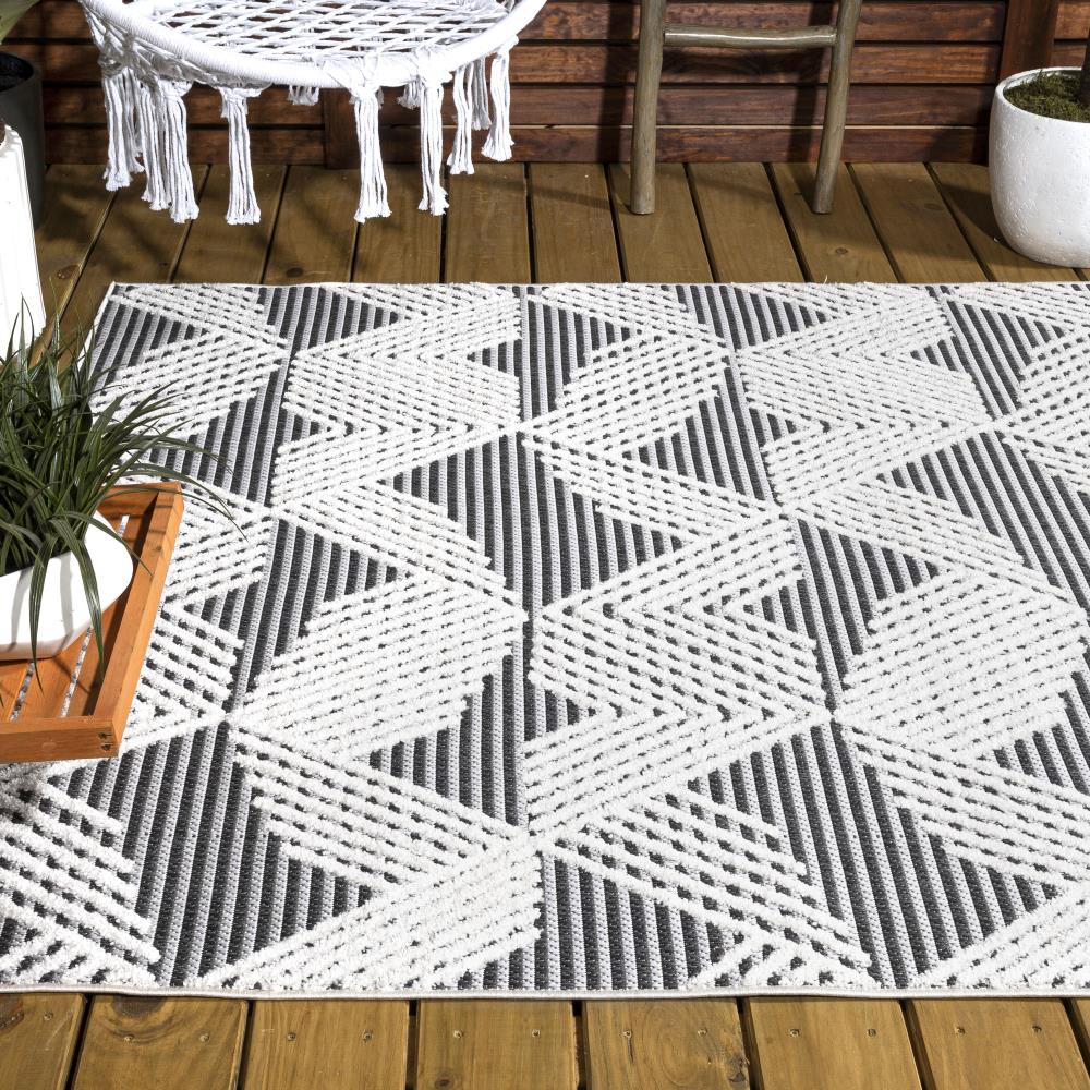 Stylish Jazz High-Low Pile Art Deco Geometric Area Rug - Indoor/Outdoor Use for Living Room, Bedroom & Patio Decor