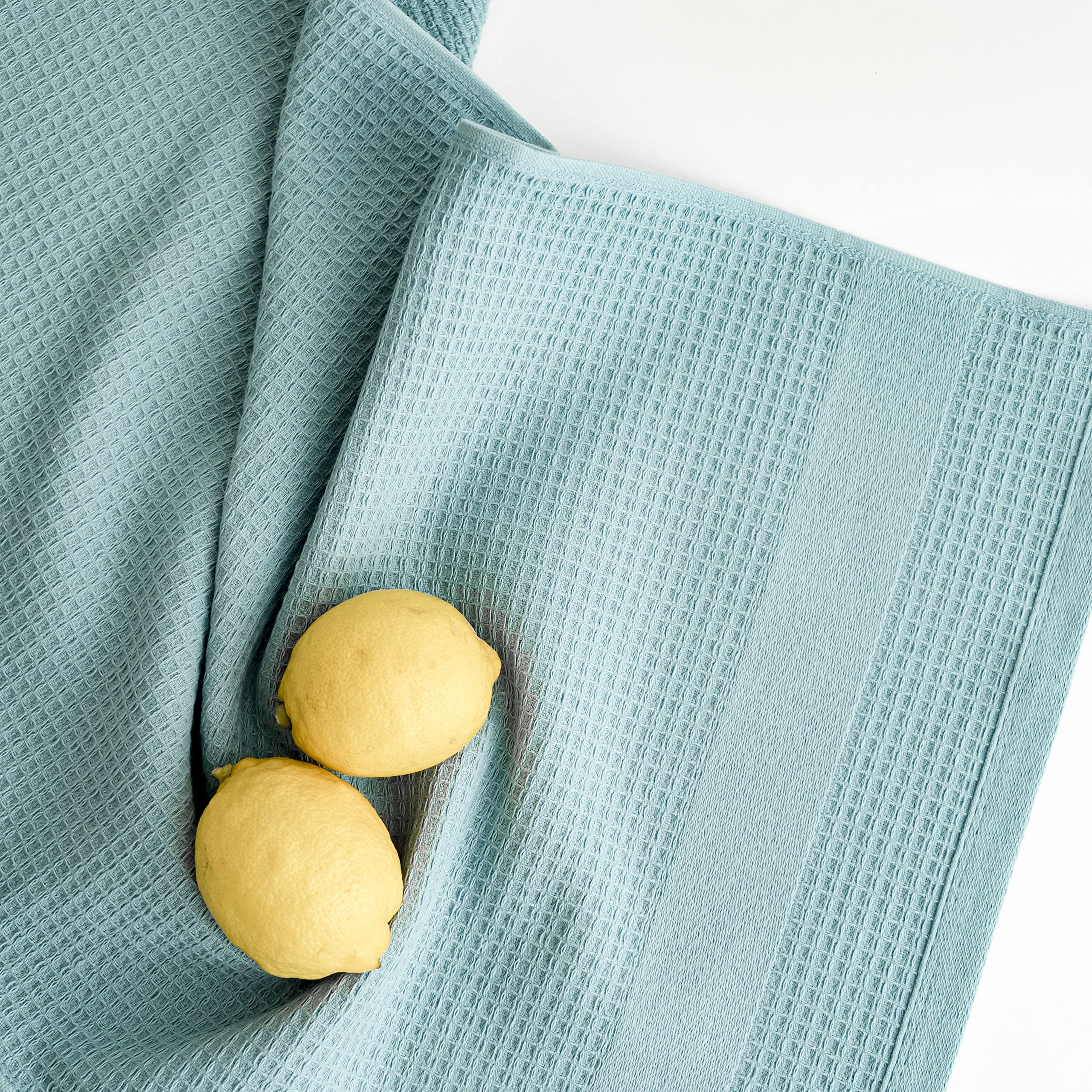 Premium Turquoise Dish Towels Set of 3 - Ultra Absorbent Waffle Weave Turkish Cotton Kitchen Towels in Aqua Teal - Perfect for Drying Dishes, Cleaning Countertops & Adding Stylish Decor to Your Kitchen