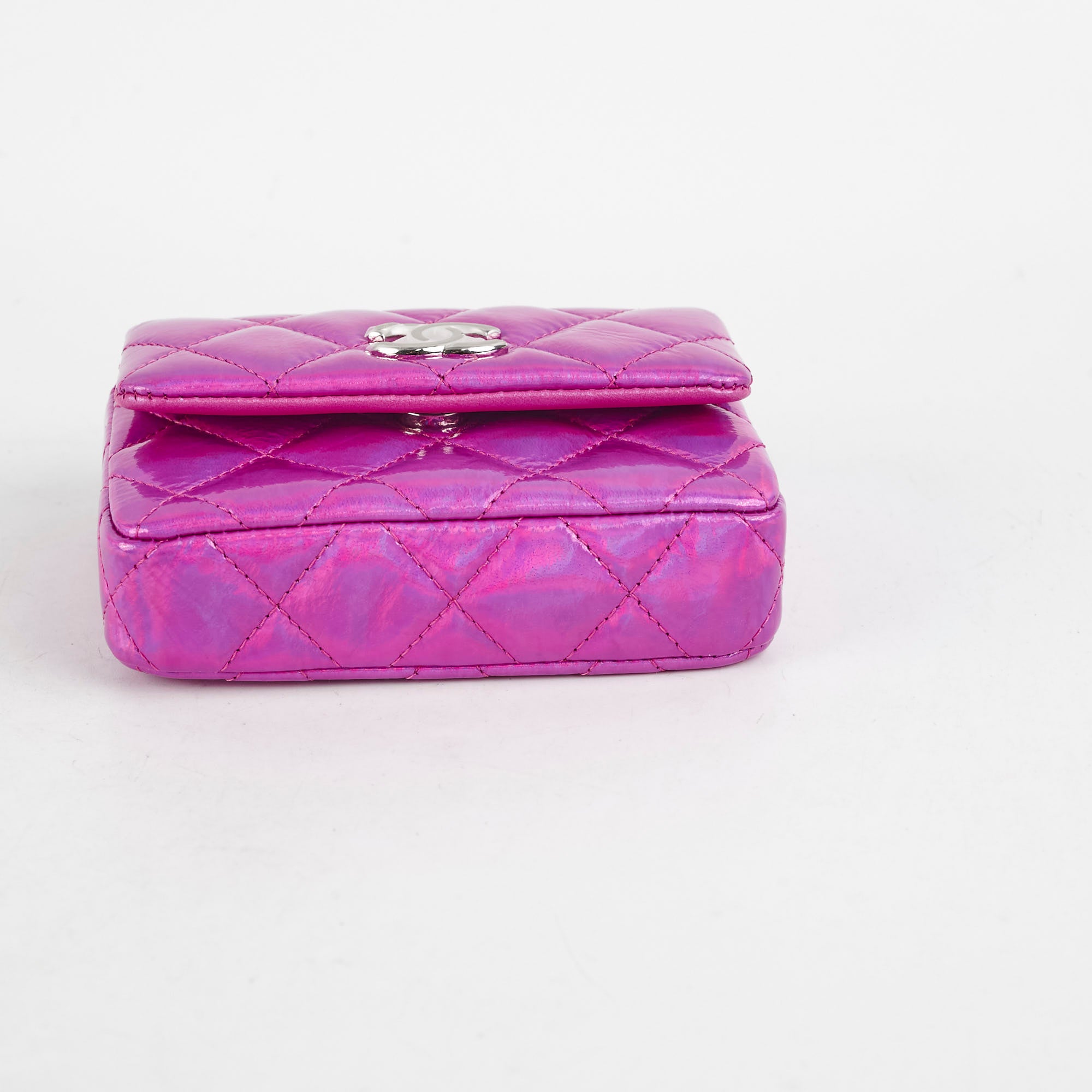 Chanel Neon Pink Leather Card Holder with Keychain - Stylish Wallet for Women, Perfect for Everyday Use & Travel Accessories