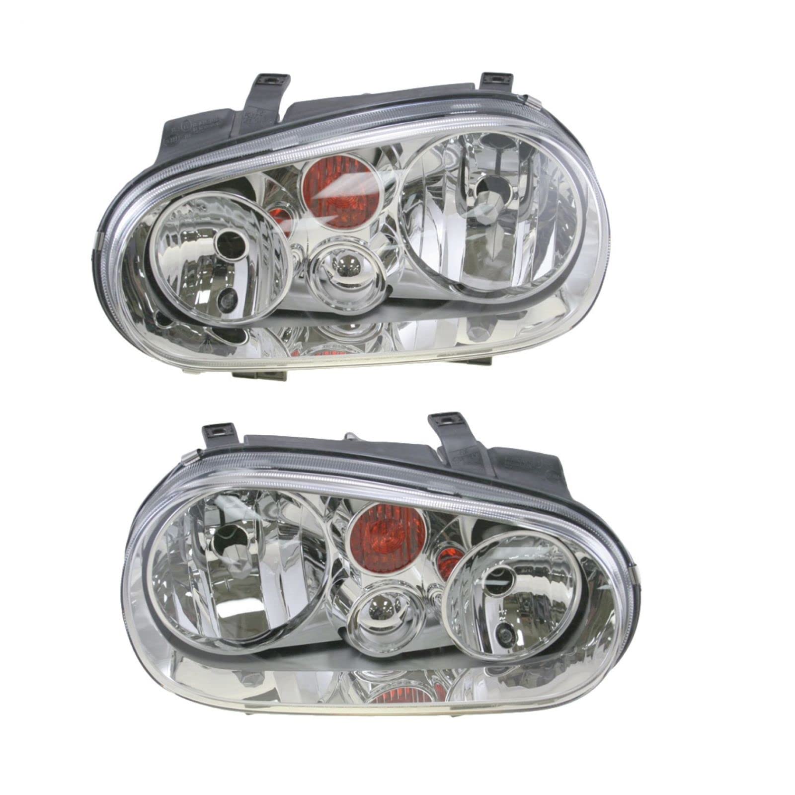 AM Autoparts Front Headlights Pair for 2002-2007 Volkswagen Golf - LH & RH Replacement Headlamps with Clear Lens - Perfect for Night Driving & Car Restoration Projects