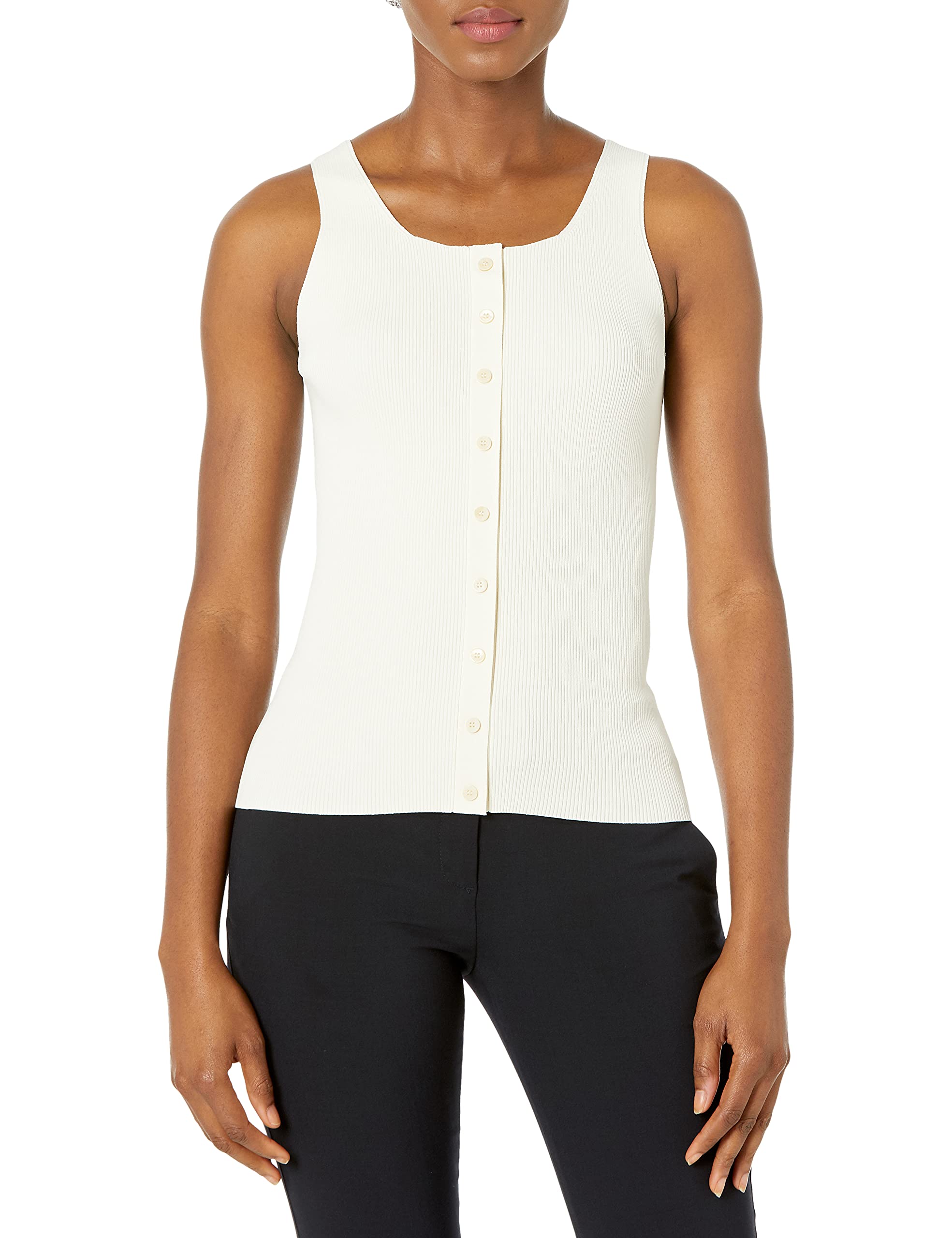 Theory Women's Button Up Tank Top - Slim Fit Sleeveless Blouse for Work & Casual Wear | Breathable Stretch Fabric | Office, Date Night & Summer Outfits