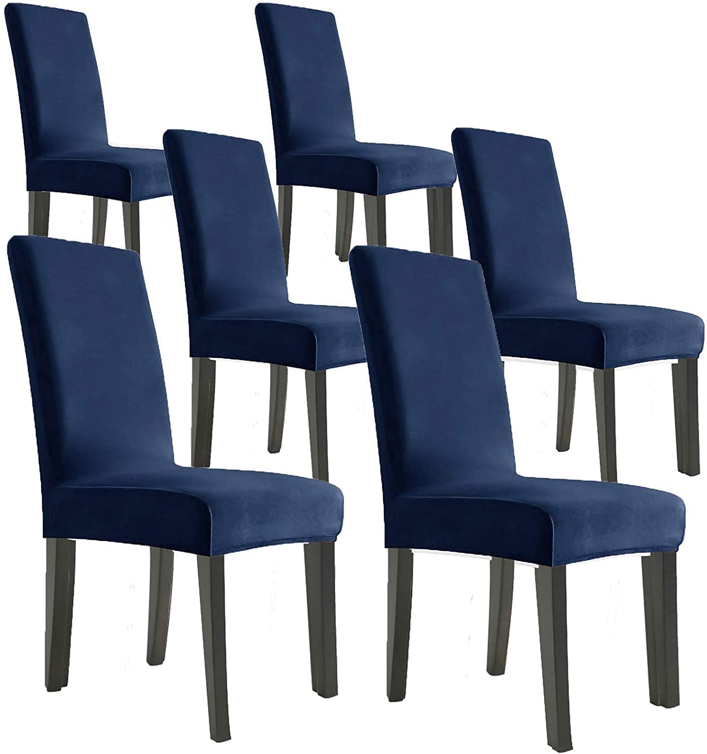 Velvet Dining Chair Covers - Set of 6, Washable Slipcovers for Home & Restaurant