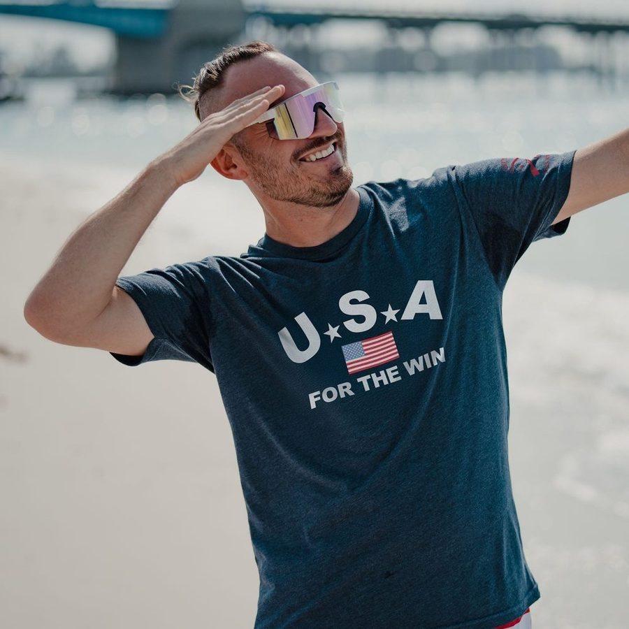 USA For The Win T-Shirt - Midnight Navy | Patriotic American Graphic Tee for Men & Women | Perfect for 4th of July, Veterans Day & Sports Events