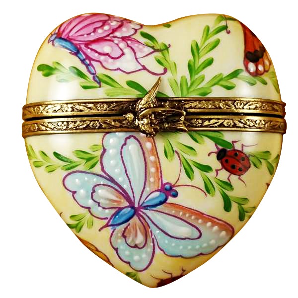 Butterfly Heart Limoges Porcelain Jewelry Box - Elegant Hand-Painted French Collectible Trinket Box for Women, Perfect Gift for Valentine's Day, Anniversary & Special Occasions | Home Decor, Jewelry Storage & Keepsake Organizer