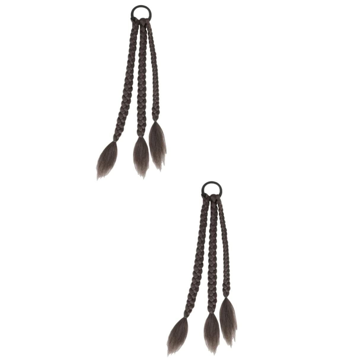 Minkissy 2PCS Black Braided Ponytail Wigs for Women - Dreadlock Synthetic Hair Extensions | Perfect for Cosplay, Halloween, and Daily Styling