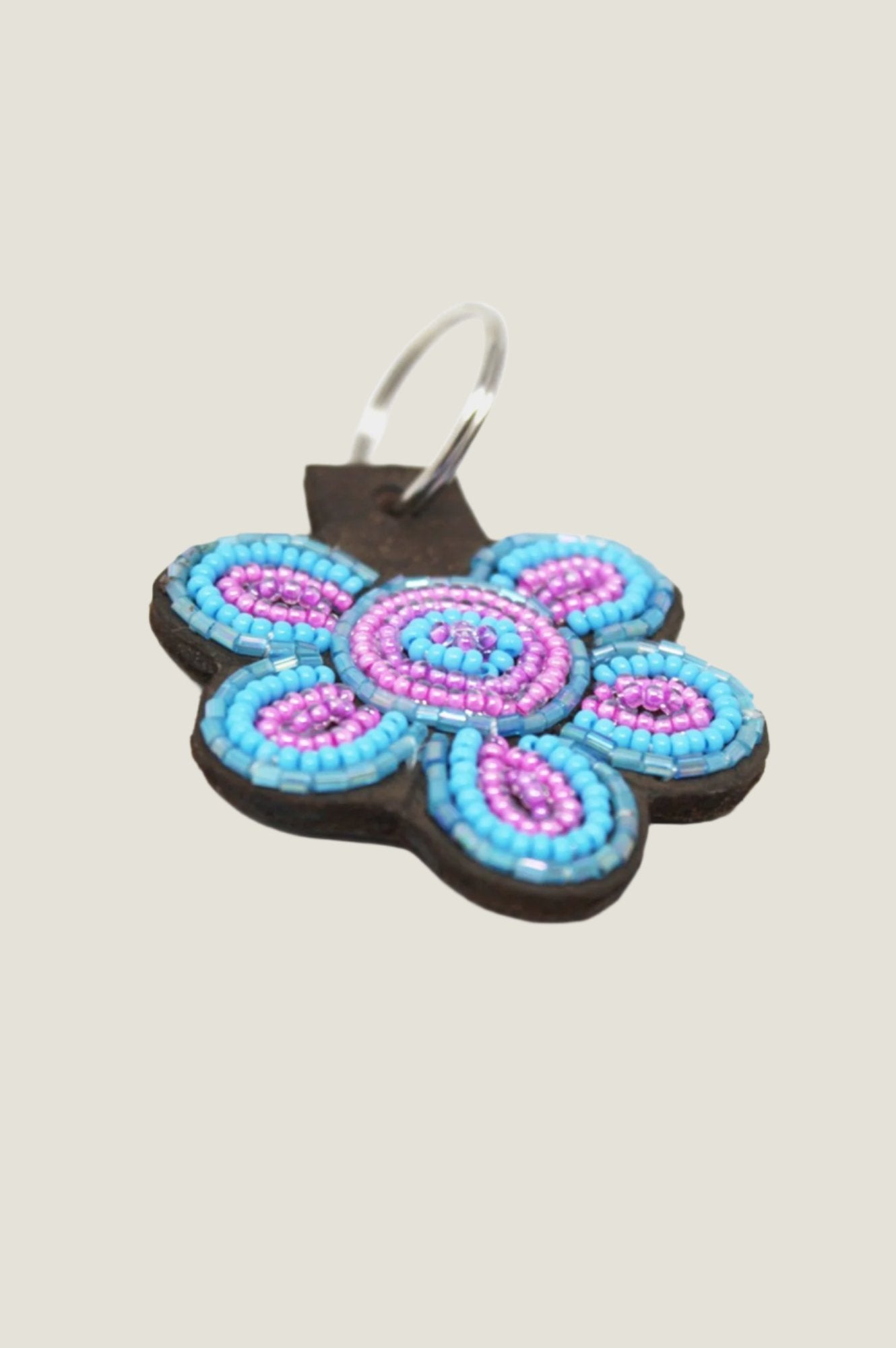 Turquoise & Pink Floral Keychain - Elegant Handbag & Car Keys Accessory for Women | Perfect Gift for Birthdays, Weddings & Everyday Use