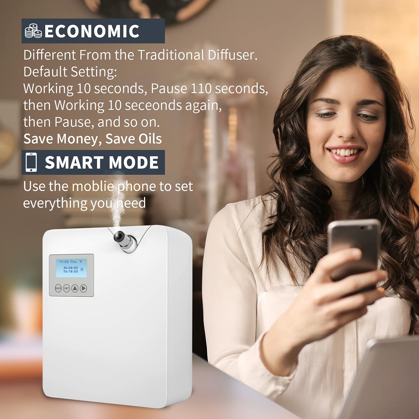 JCLOOD Smart Aroma Diffuser with Cold-Air Technology - 300ML Waterless Essential Oil Diffuser for Home, Office, Spa & Large Spaces | HVAC Scent Machine for Hotels, Relaxation & Aromatherapy