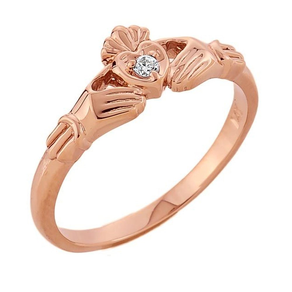 10k Rose Gold Diamond Claddagh Engagement Ring for Women - Perfect Proposal, Wedding & Anniversary Gift for Her
