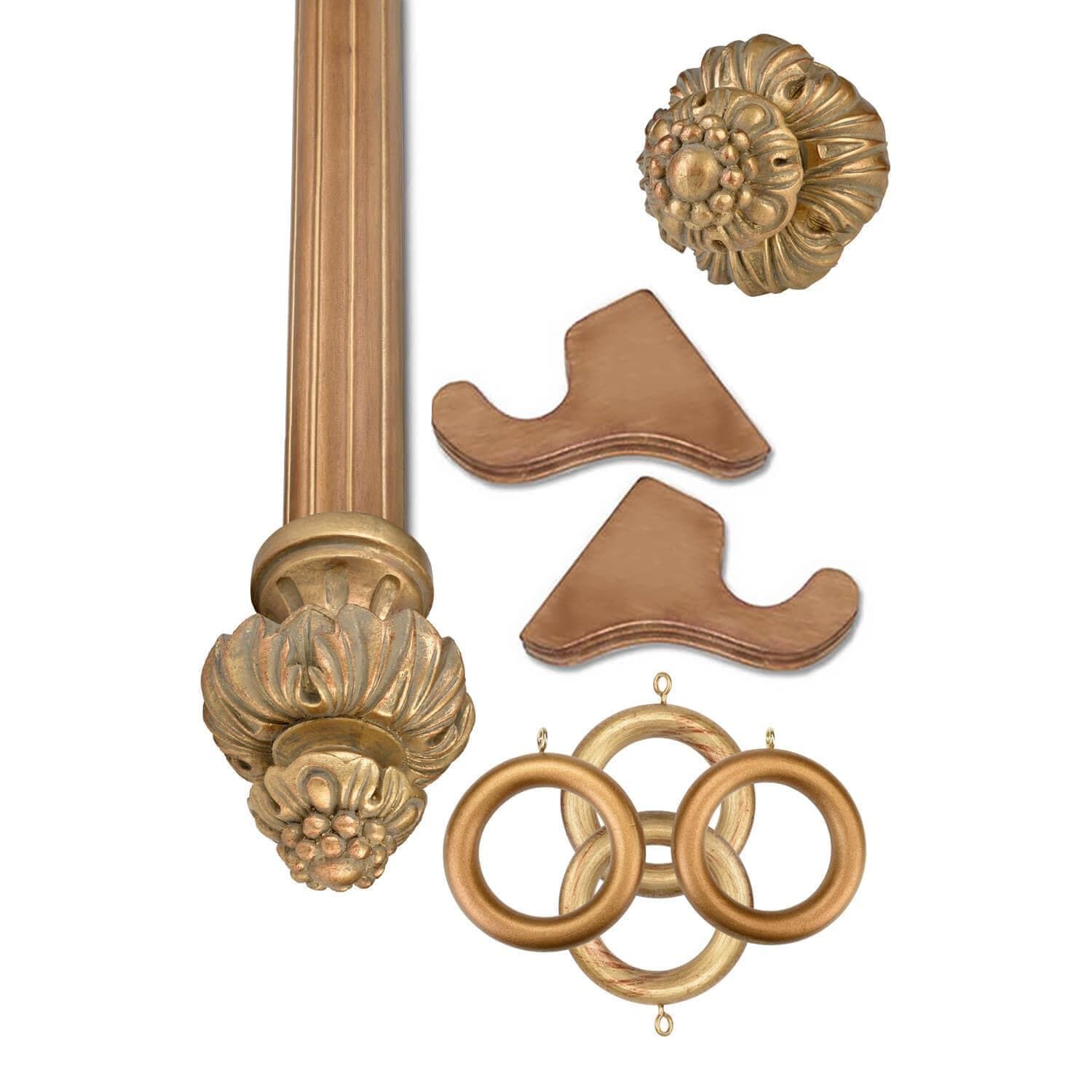 Royal Fancy Historical Gold Wooden Rod Set - Vintage Home Decor for Living Room, Bedroom & Office