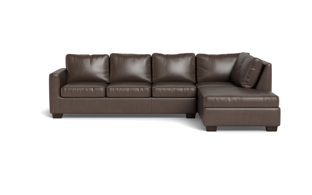 Track 121 Genuine Leather Right Chaise Sleeper Sectional Sofa - Modern Living Room Furniture for Small Spaces & Home Theater Seating