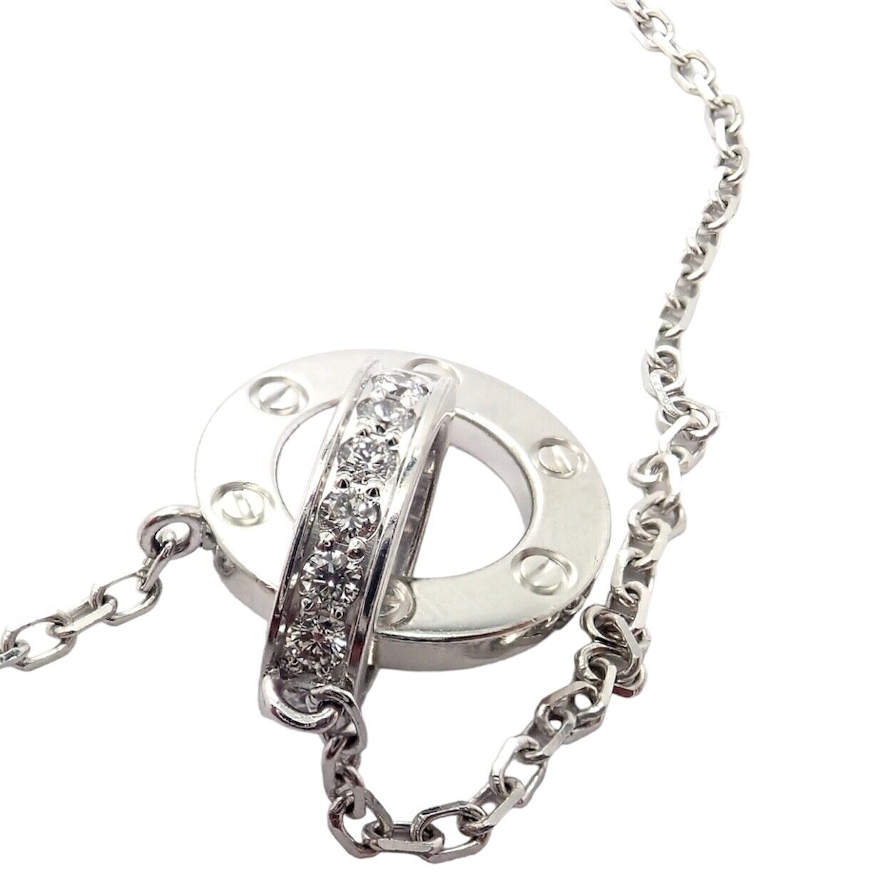 Authentic Cartier 18K White Gold Diamond Love 8 Station 36