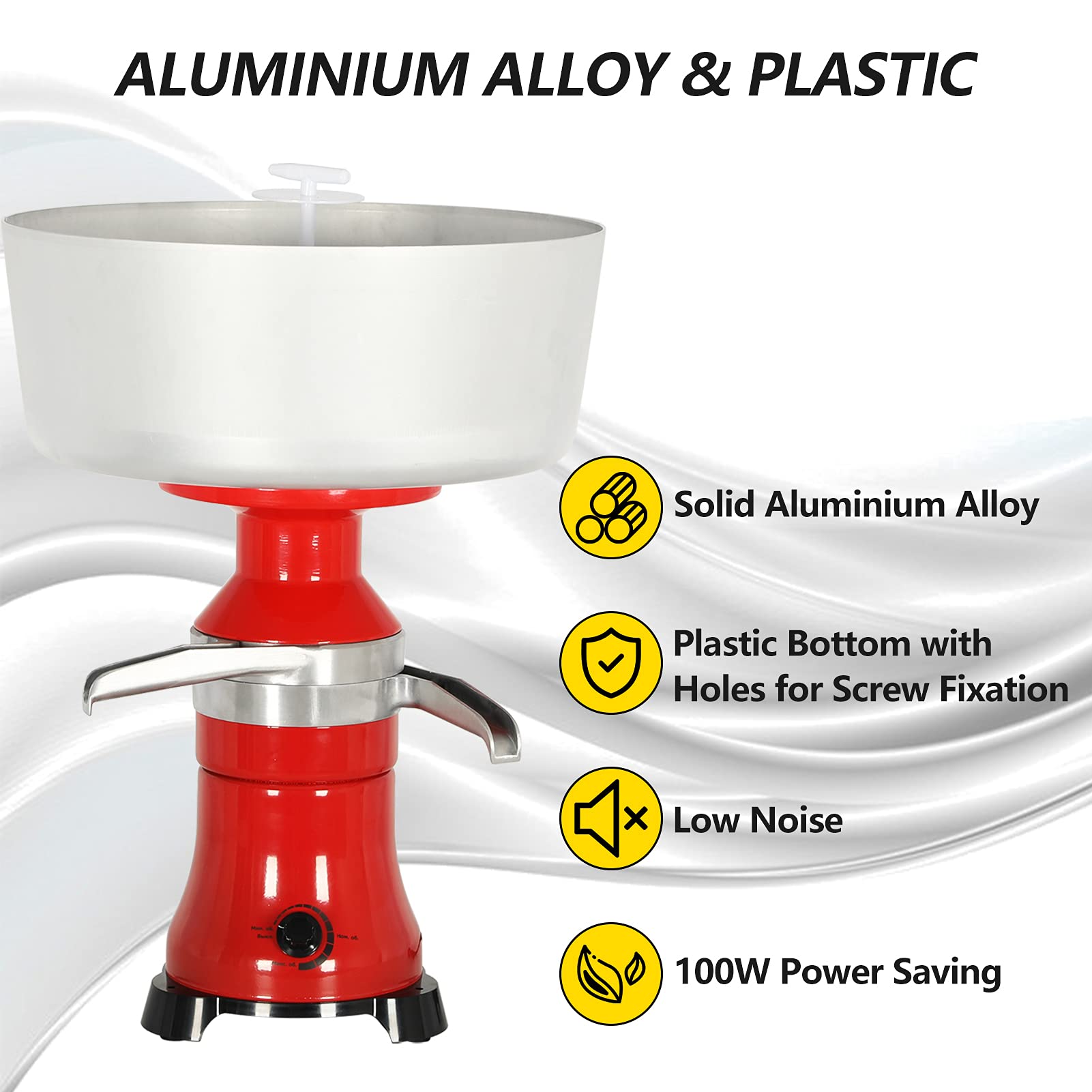 Electric Milk Cream Separator 100L/H - Stainless Steel Centrifugal Cream Separator for Goat & Cow Milk - 110V 100W - Turns Whole Milk into Cream & Skim Milk - Perfect for Home Dairy, Farm Use & Small Business Production