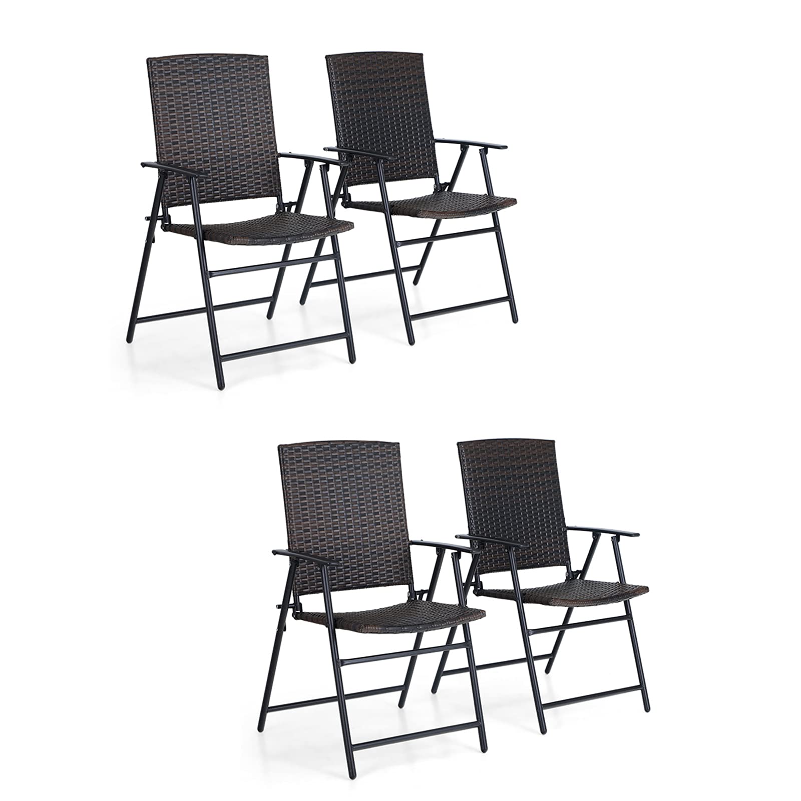 MFSTUDIO 4-Piece Outdoor Wicker Chair Set - Patio Folding Rattan Furniture for Garden, Porch, Lawn | Perfect for Backyard Relaxation, Poolside Lounging & Outdoor Dining