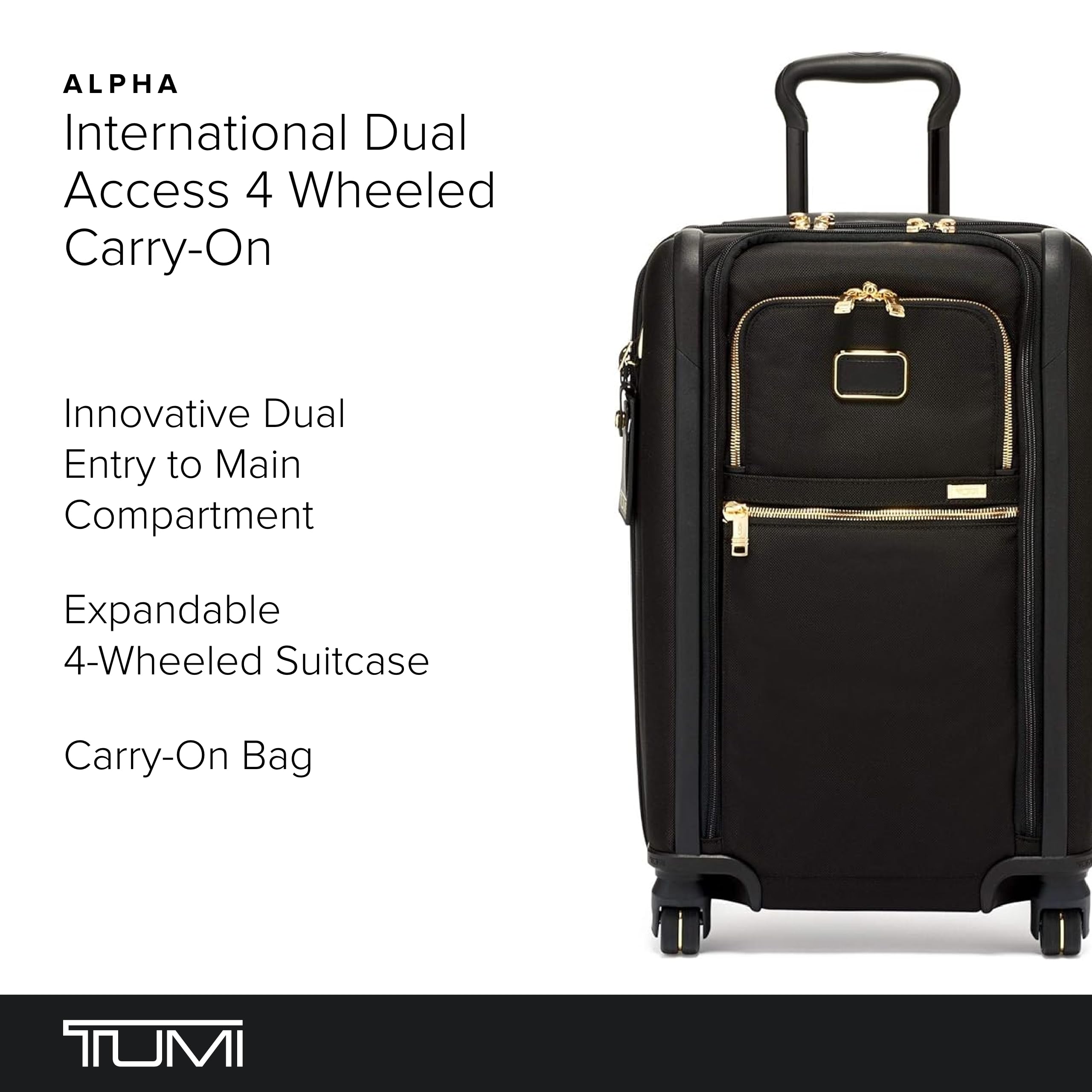 TUMI International Dual Access 4-Wheel Carry-On Luggage - Durable Compact Suitcase with Removable Garment Bag & USB Charging Port - Perfect for Business Travel & Weekend Getaways