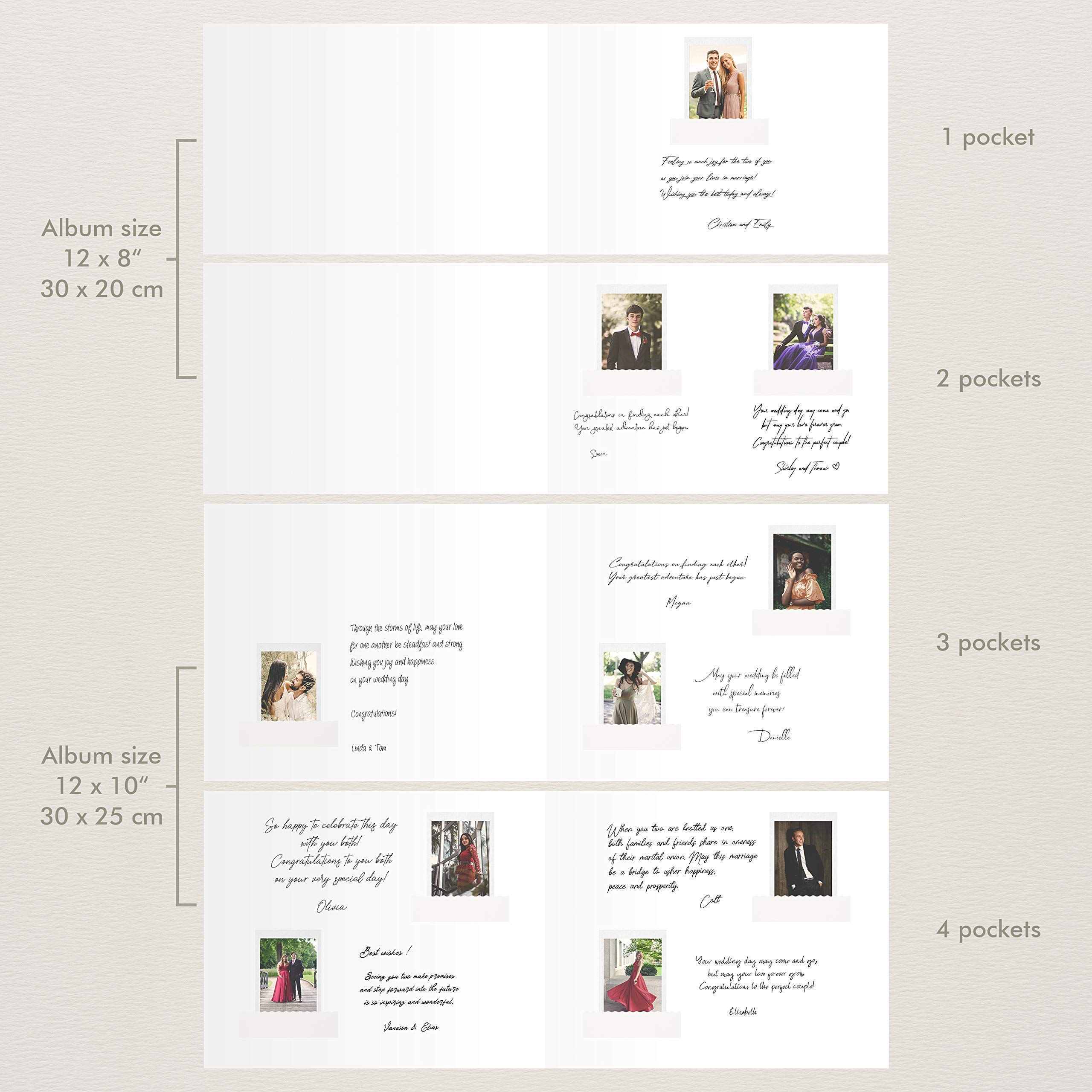 Wedding Guest Book Alternative - Velvet Photo Album for All Instant Photo Sizes (4x6, 2x6) - Mini Wide Square Photo Booth Guestbook with Pockets - Handmade Memory Scrapbook for Weddings, Anniversaries & Special Events
