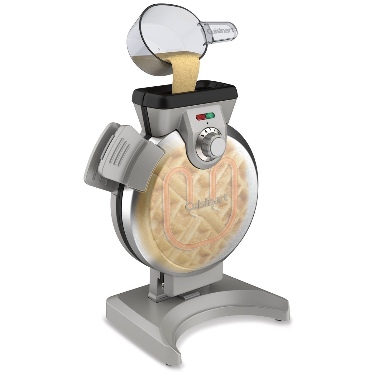 Cuisinart WAF-V100C Vertical Belgian Waffle Maker - Silver Stainless Steel Waffle Iron for Perfect Thick Waffles - Ideal for Breakfast, Brunch & Family Gatherings