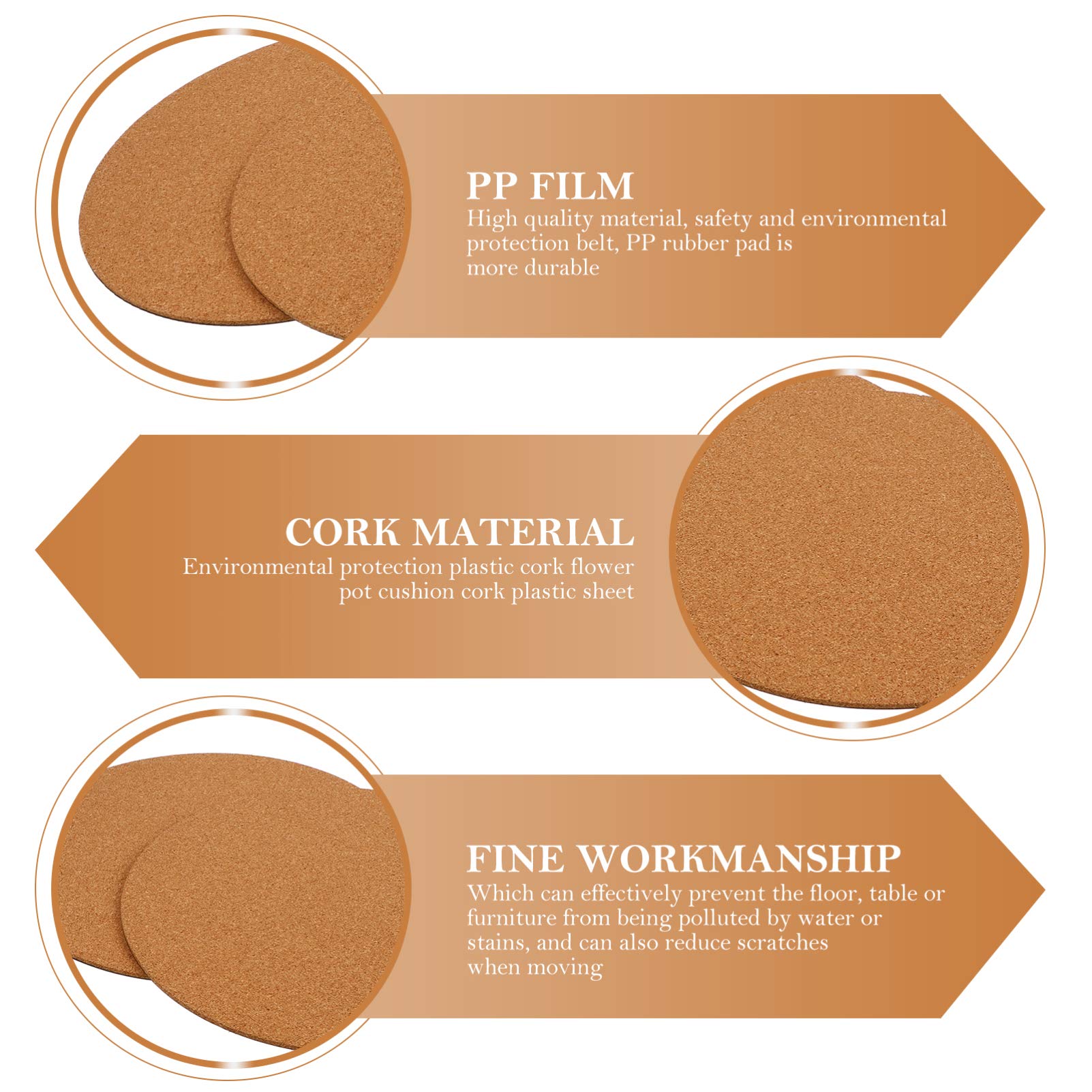 Hemoton 2-Pack Cork Planter Mats - Natural Plant Tray for Flower Pots, Garden Coasters for Indoor/Outdoor Use - Protects Surfaces from Water Damage for Houseplants, Succulents & Gardening Needs