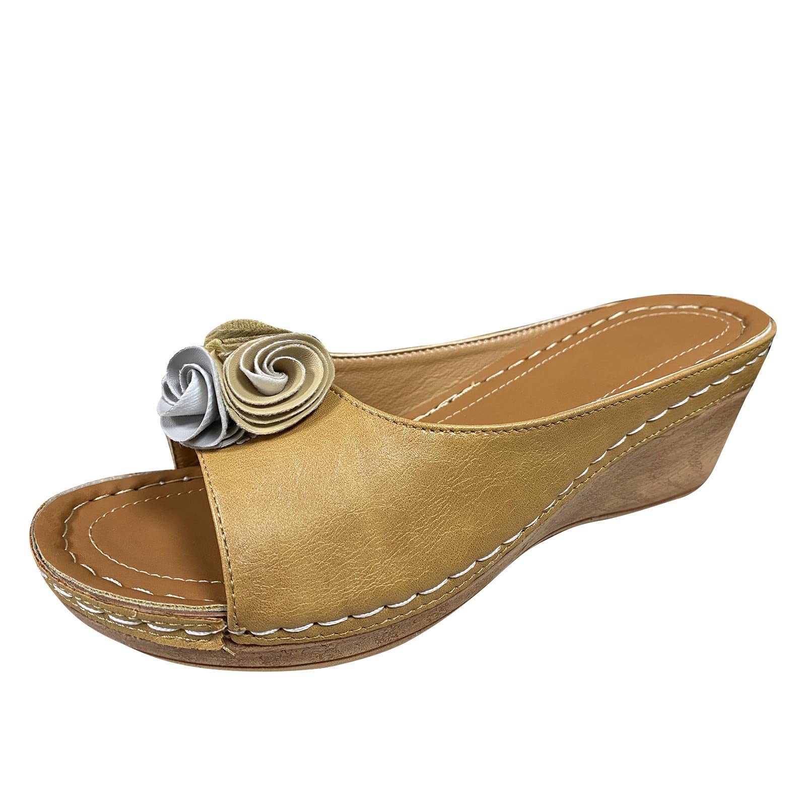 Women's Wedge Sandals - Fashion Casual Floral & Solid Color Sloped Heel Sandals & Slippers for Large Size | Perfect for Summer, Beach, Vacation & Everyday Comfort