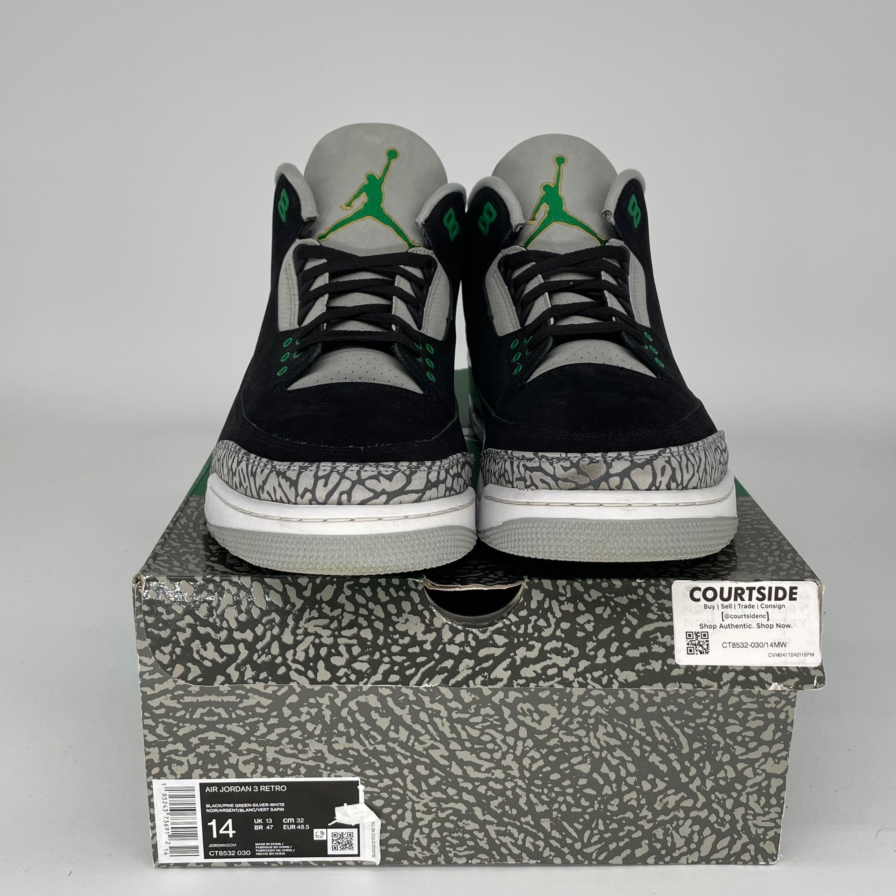 AIR JORDAN 3 Retro Pine Green Basketball Shoes Men's Size 14 (CT8532-030) - Perfect for Streetwear & Court Performance