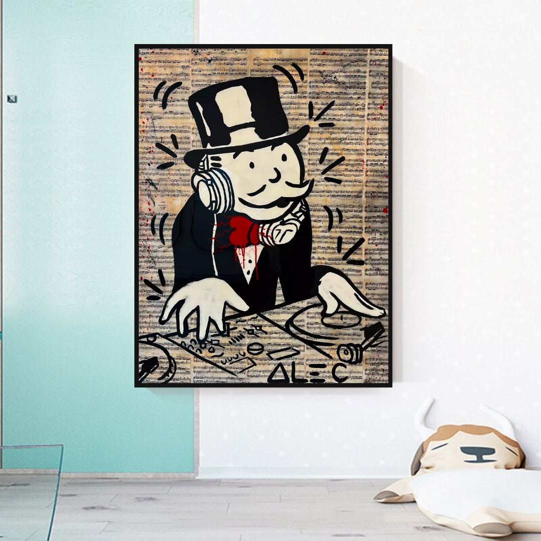 Alec Monopoly DJ Money Man Canvas Print - Limited Edition Artwork for Home & Office Decor | Wall Art Gift for Music & Pop Culture Fans