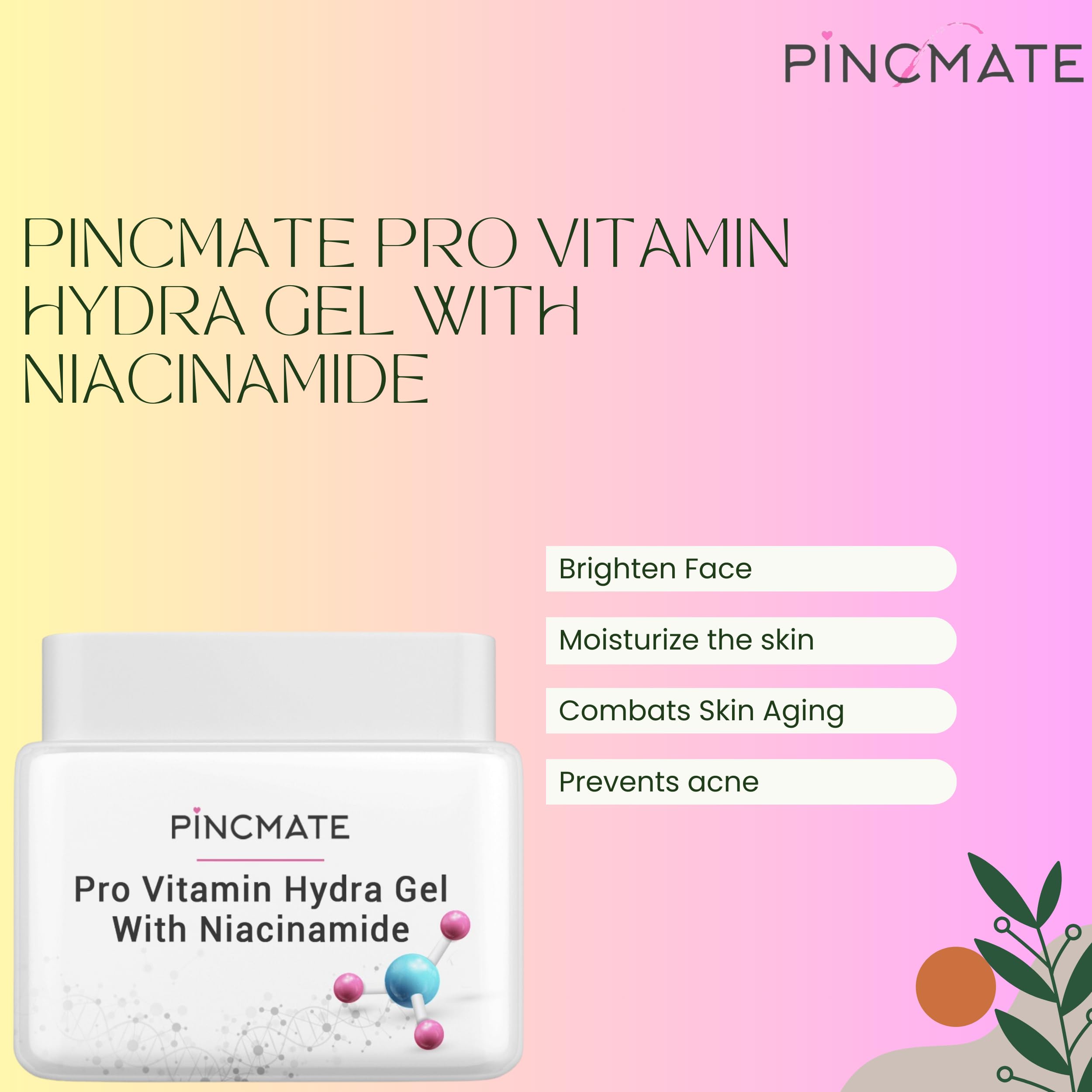 PINCMATE Aloe Vera Gel for Face, Hair & Skin - 300ml with Niacinamide, Tea Tree & Pro Vitamin B5 - Hydrating & Moisturizing Gel for Men & Women - Perfect for Sunburn Relief, Acne Treatment & Daily Skincare Routine