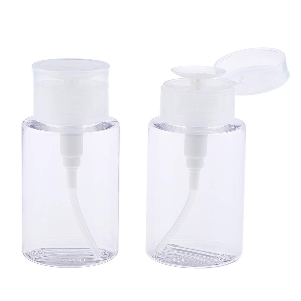 2-Pack Clear 150ml Pump Dispenser Bottles for Liquid Soap, Alcohol & Hand Sanitizer - Push Down Dispenser for Bathroom, Kitchen & Office Use