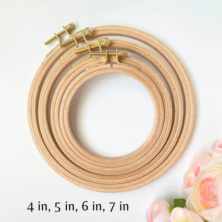 6 Inch Beechwood Embroidery Hoop - Premium Wooden Craft Frame for Cross Stitch, Needlework & DIY Projects - Perfect for Hand Embroidery, Sewing, and Art Display