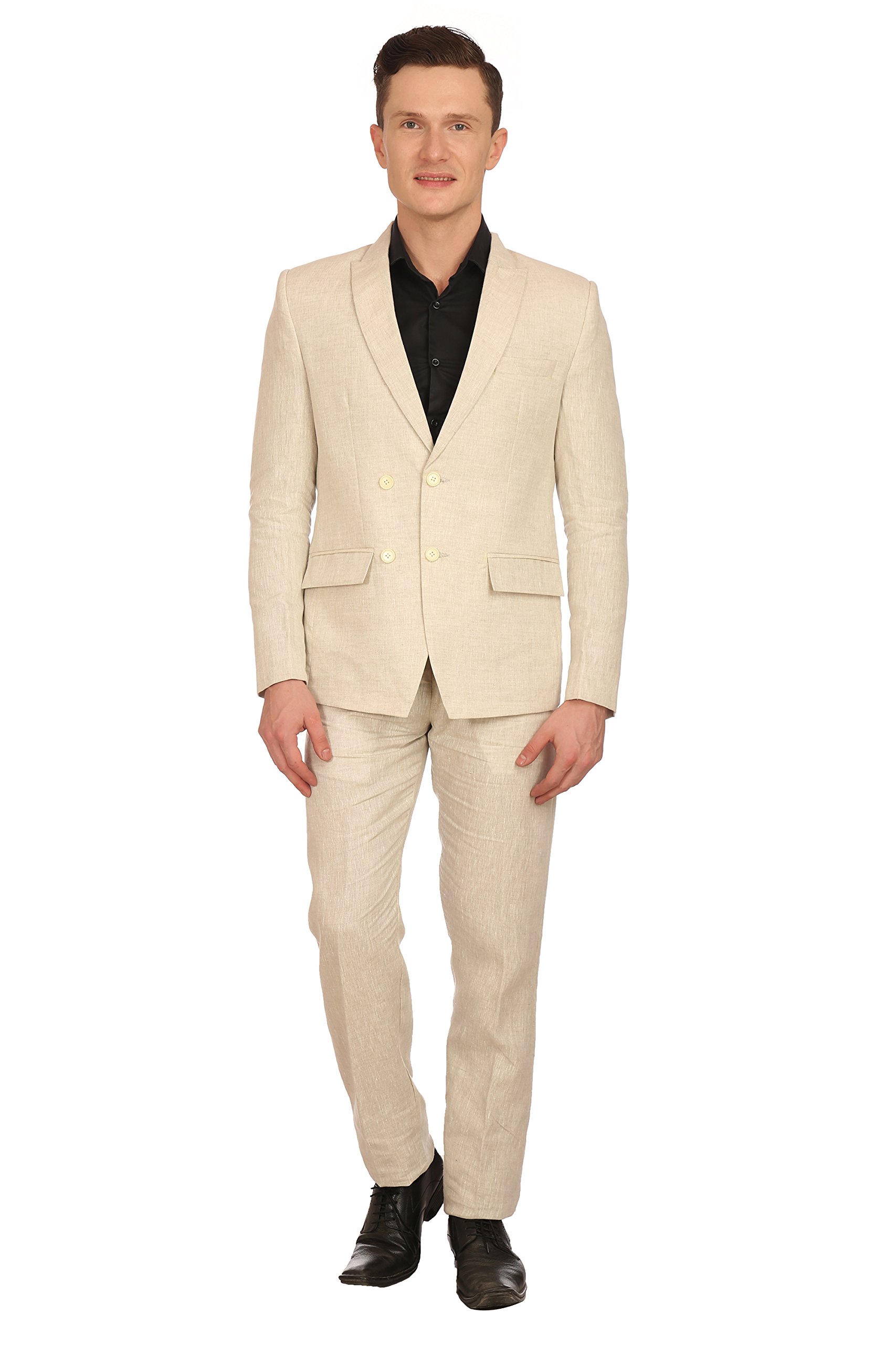 Vintage Men's 100% Linen Suit - Breathable Notch Lapel Blazer & Pants Set for Spring, Summer & Fall - Perfect for Weddings, Business Meetings & Casual Outings