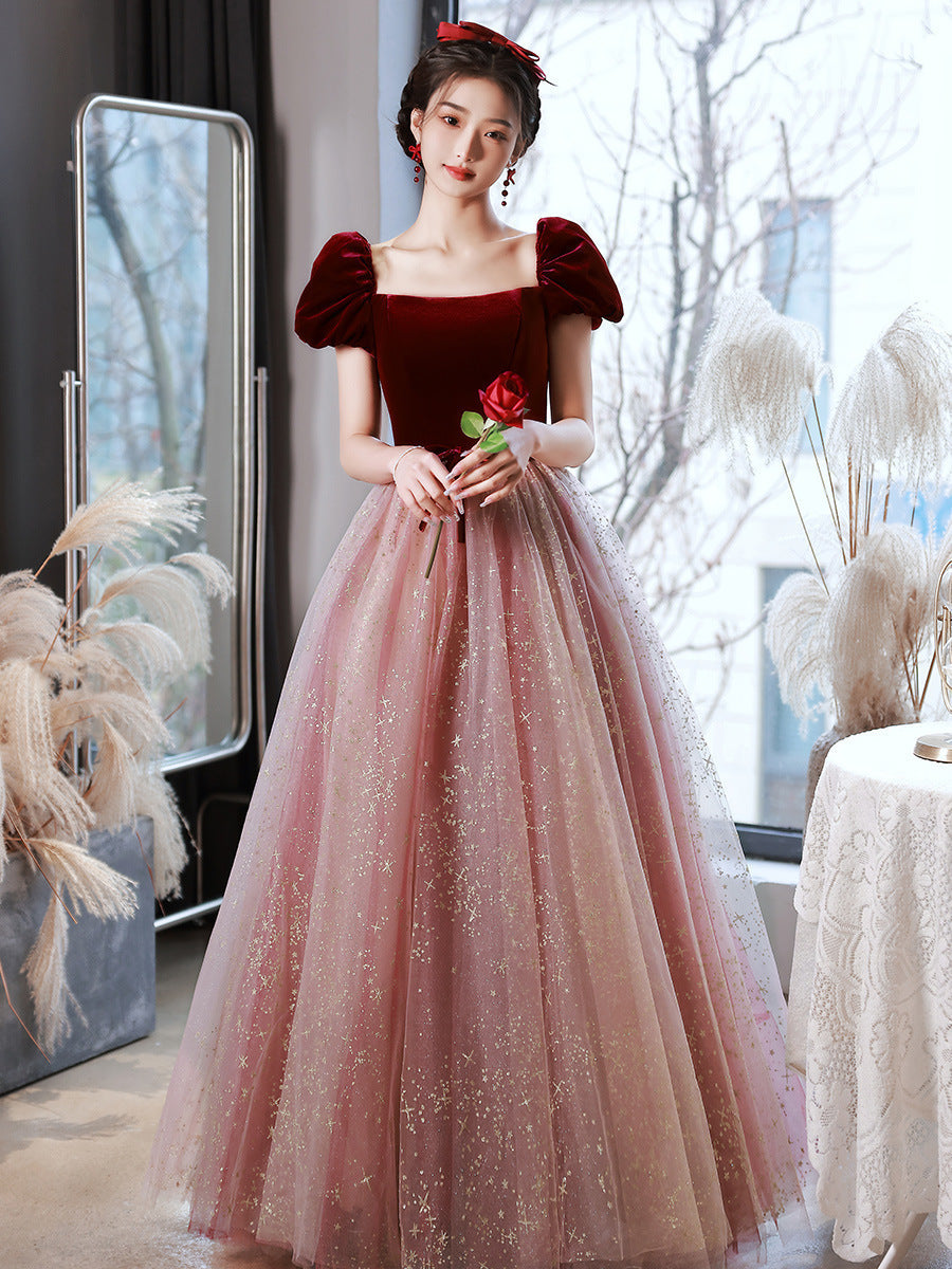 Elegant A-Line Short Sleeve Prom Dress | Long Evening Gown for Women | Perfect for Homecoming, Formal Dances & Special Occasions