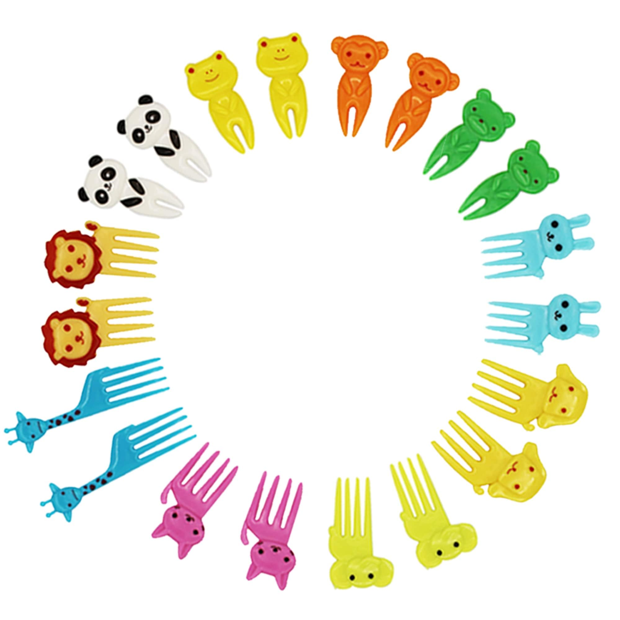 Mini Cartoon Bento Fruit Forks - 20 Pack Cute Food Picks for Kids & Adults - Perfect for Cake, Dessert, Fruit Skewers, Party Snacks & Bento Box Accessories - Fun & Safe for Children's Lunch, Picnics & Birthday Celebrations