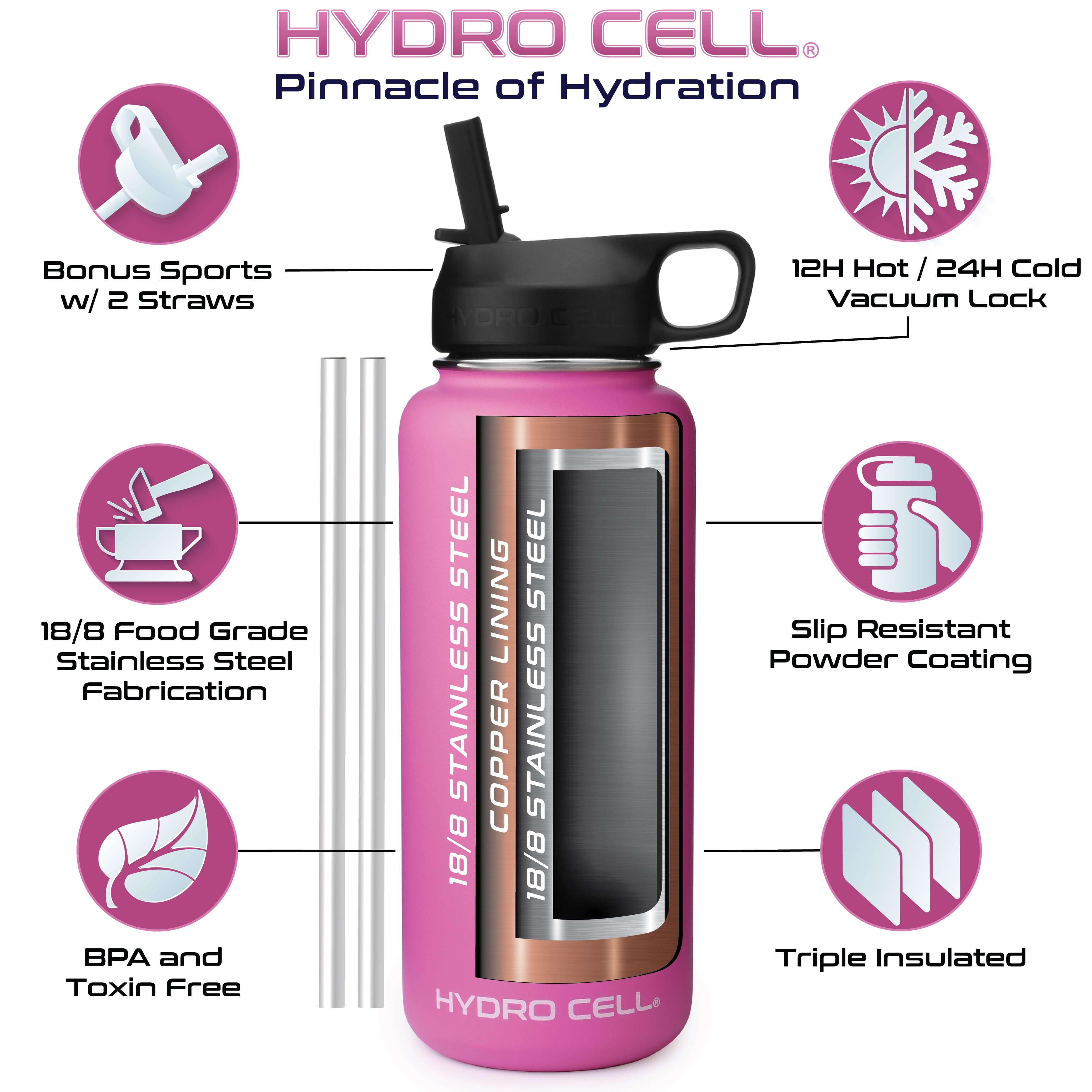 32oz Wide Mouth Water Bottle with Straw - Insulated Stainless Steel Thermos for Hot & Cold Drinks - Perfect for Gym, Hiking, Travel & Outdoor Activities