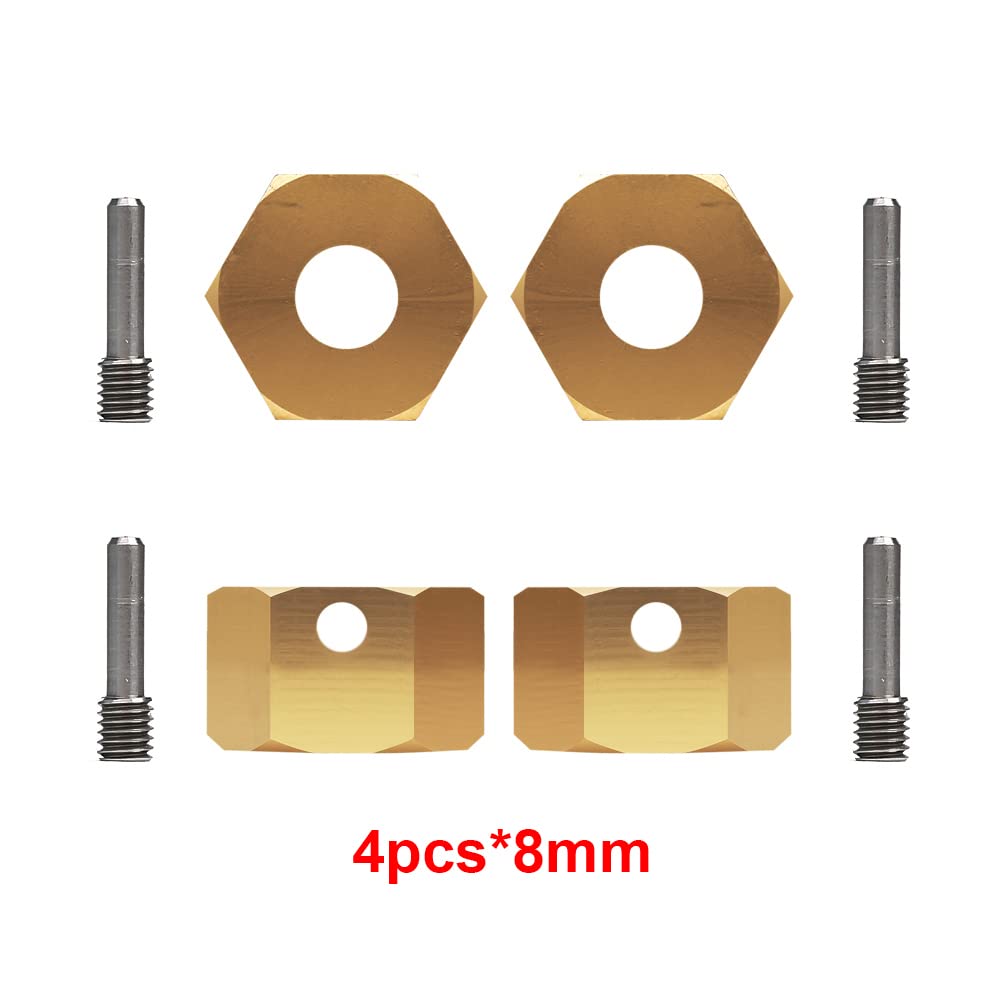 INJORA 12mm RC Wheel Hex Adapters - 4pcs Brass Hex for 1/10 Scale RC Crawler Axial SCX10 III AXI03007 (8mm) - Perfect for Off-Road Crawling & Rock Racing