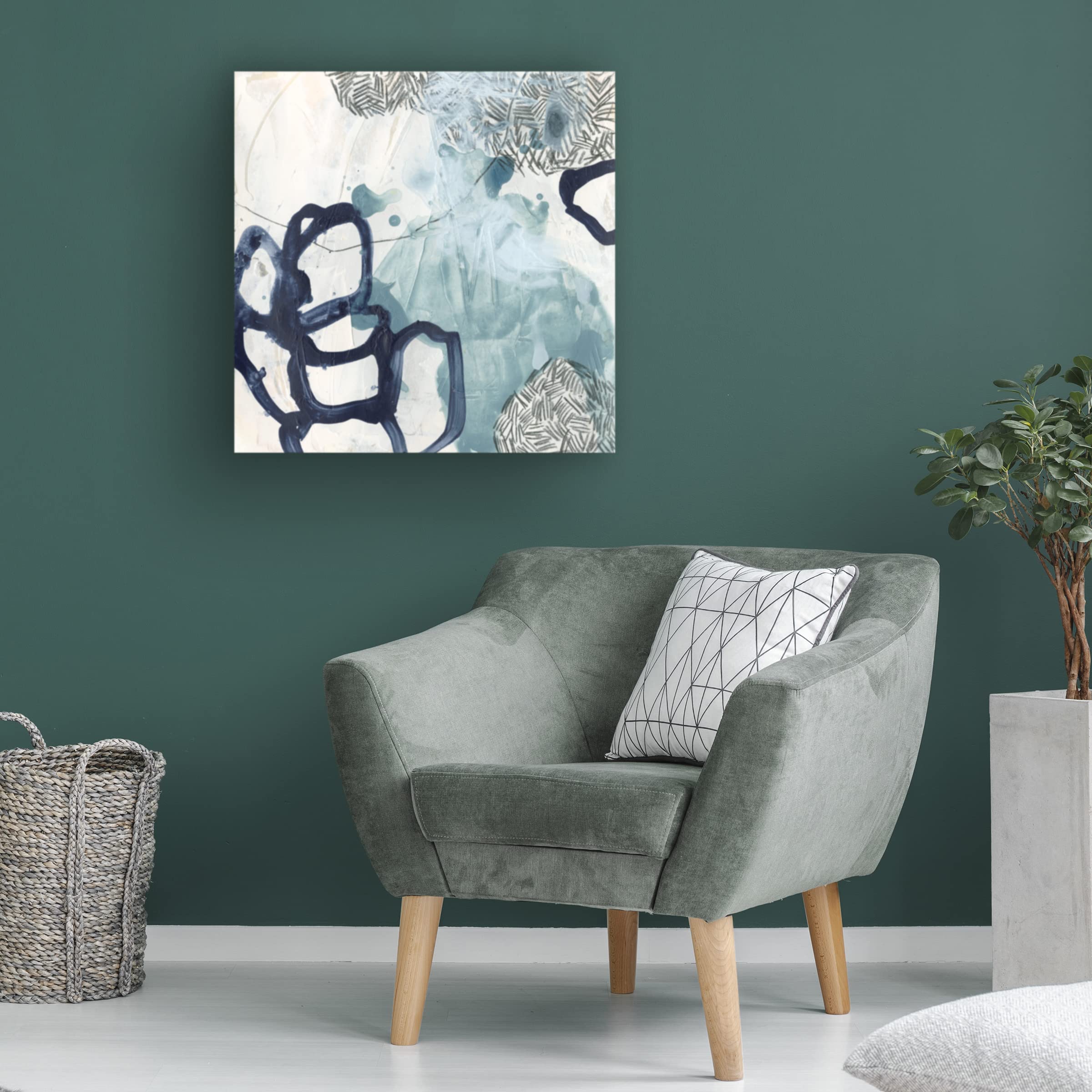 June Erica Vess 'Blue Slate IV' 35x35 Canvas Wall Art - Modern Abstract Painting for Living Room, Bedroom & Office Decor