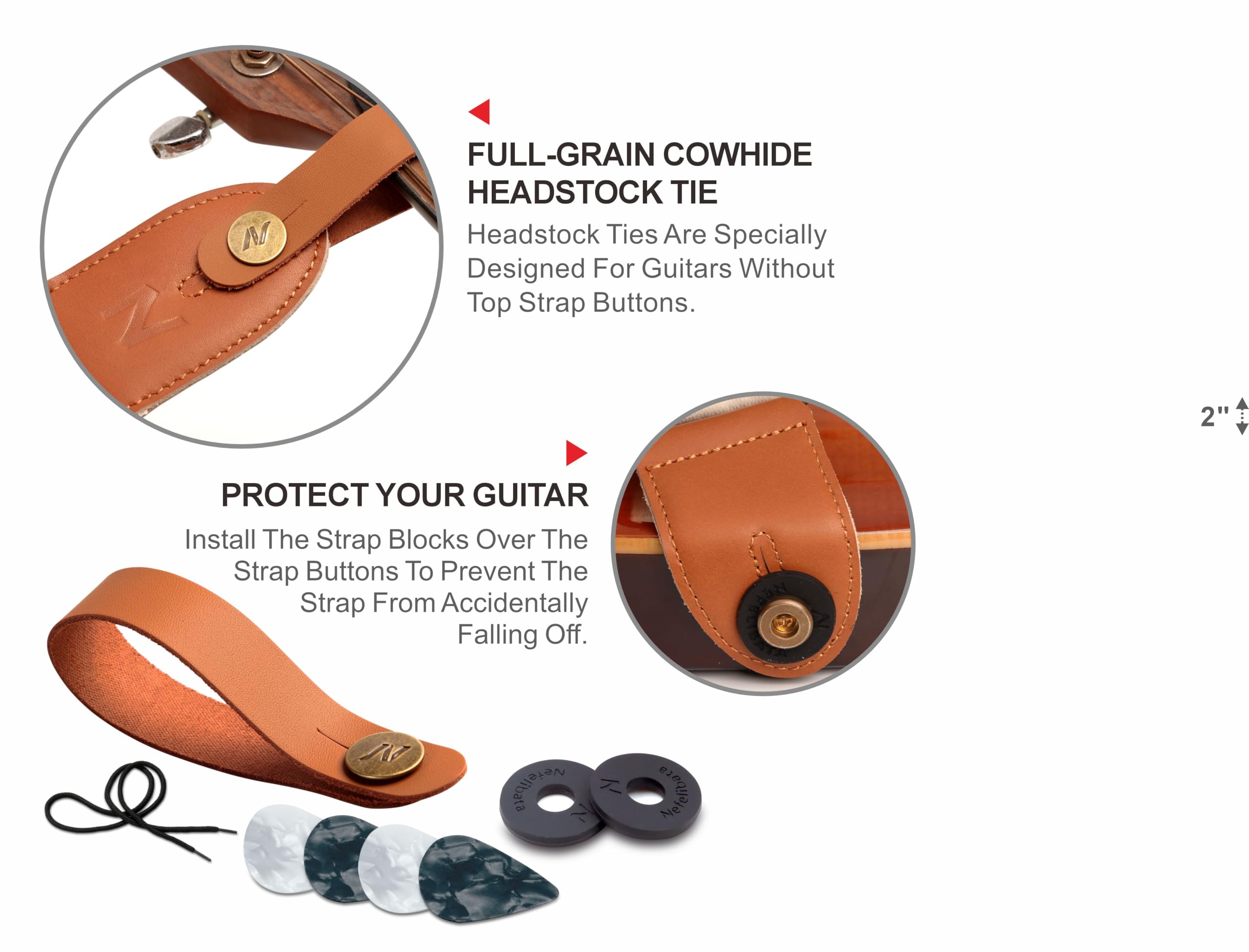 Premium Nefelibata Guitar Strap - 100% Cotton with Full Grain Leather Ends, Includes Pick Pocket, Free Strap Button, 1 Pair Strap Locks & 4 Guitar Picks - Compatible with Bass, Electric & Acoustic Guitars (Cream) - Perfect for Live Performances, Studio Sessions & Casual Playing