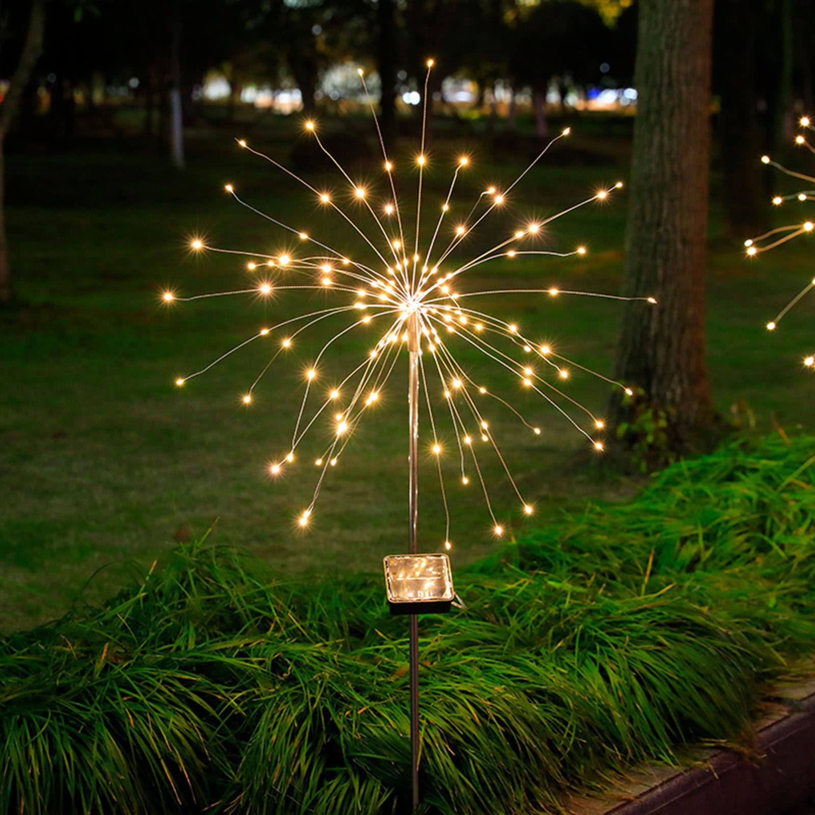 8 Modes Solar Garden Lights Outdoor - Waterproof LED Solar Powered Landscape Lighting for Walkway, Pathway, Backyard, Christmas Party Decor (2 Pack, Warm White, 120 Lights) - Perfect for Patio, Lawn, Garden, and Holiday Decorations