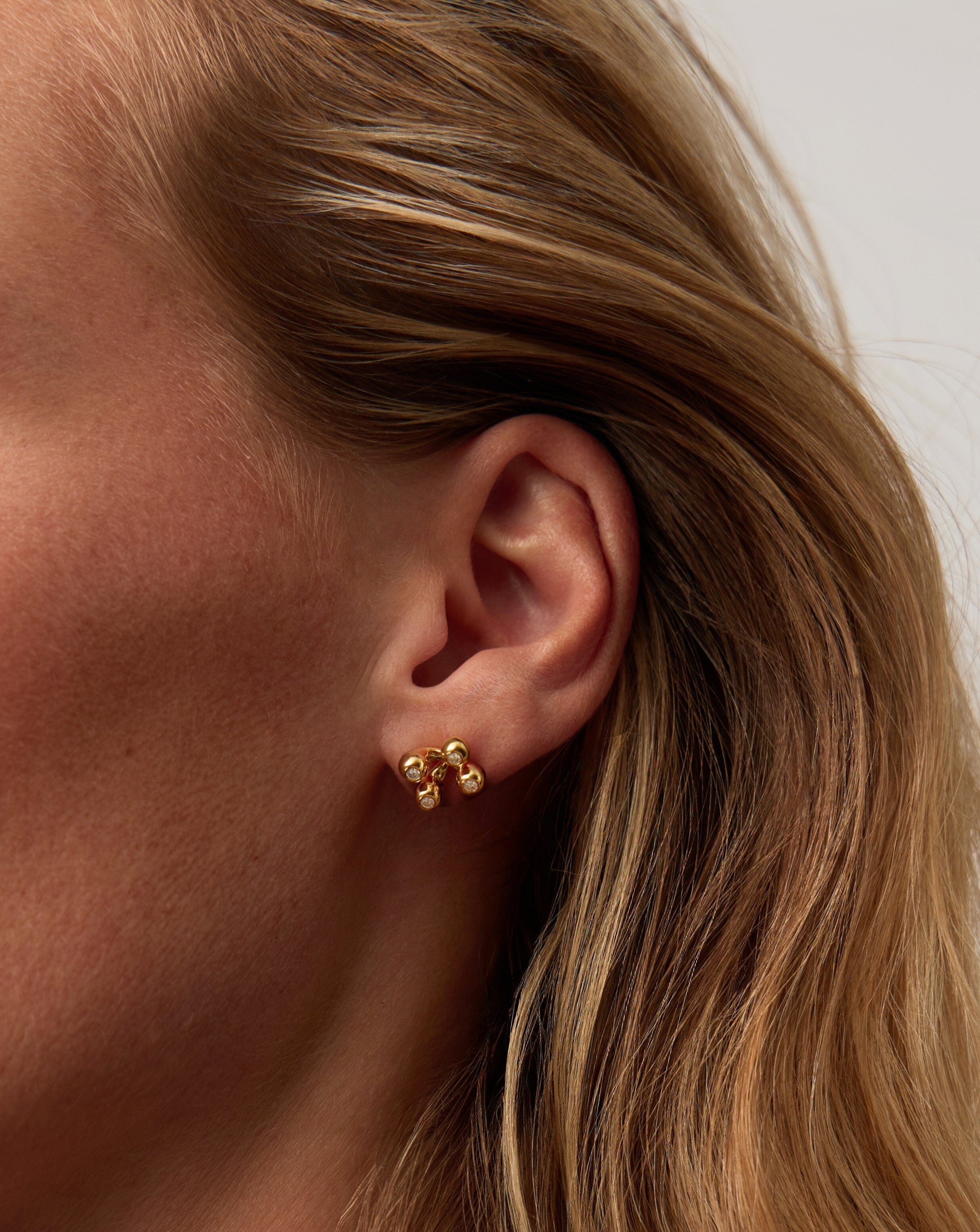 Atom Stud Earrings - 18k Gold Vermeil Hypoallergenic Earrings for Women | Perfect for Everyday Wear, Gifts & Special Occasions