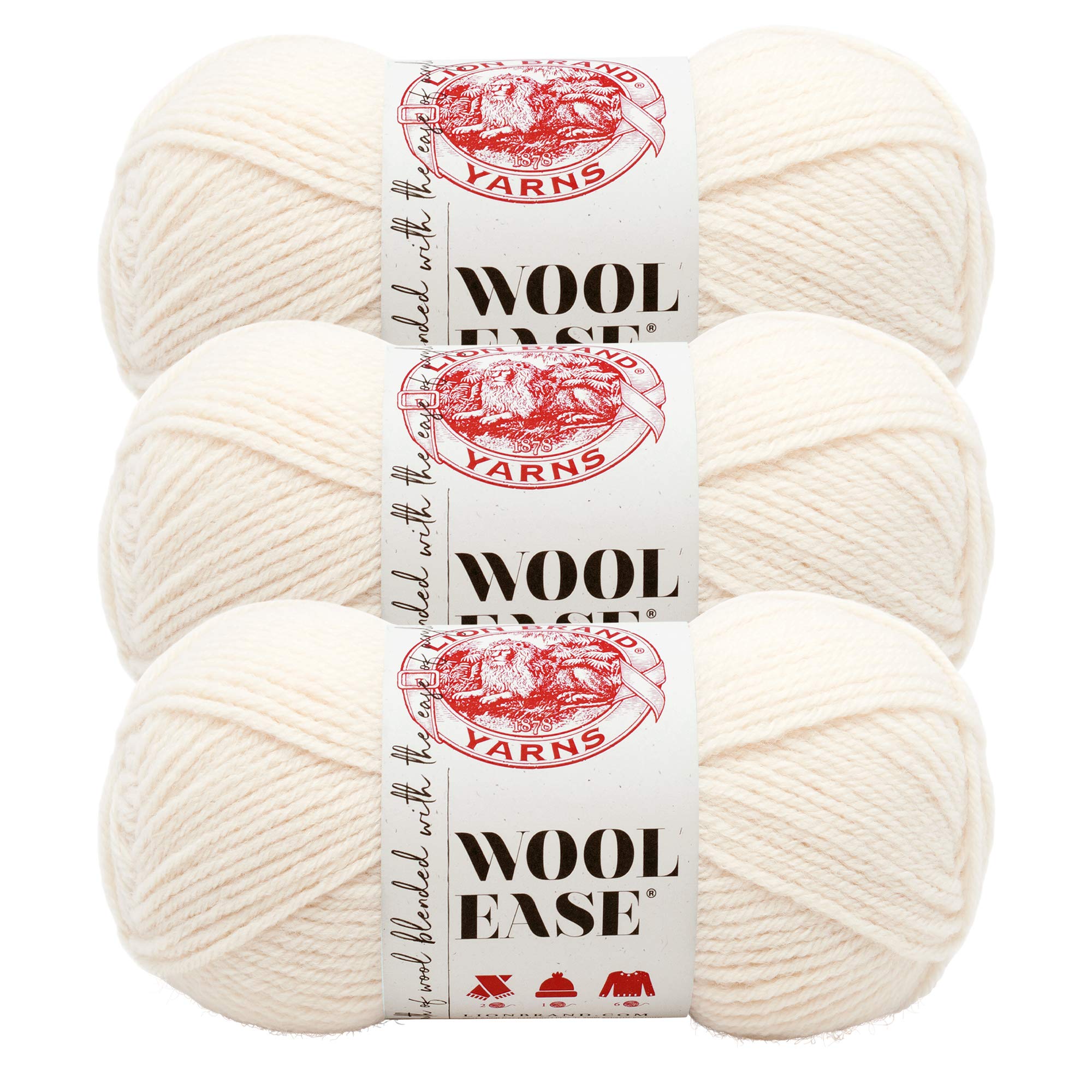 Lion Brand Yarn Wool-Ease Worsted-Weight Knitting and Crocheting Yarn - 3 Pack Fisherman - Perfect for Sweaters, Scarves, and Winter Accessories