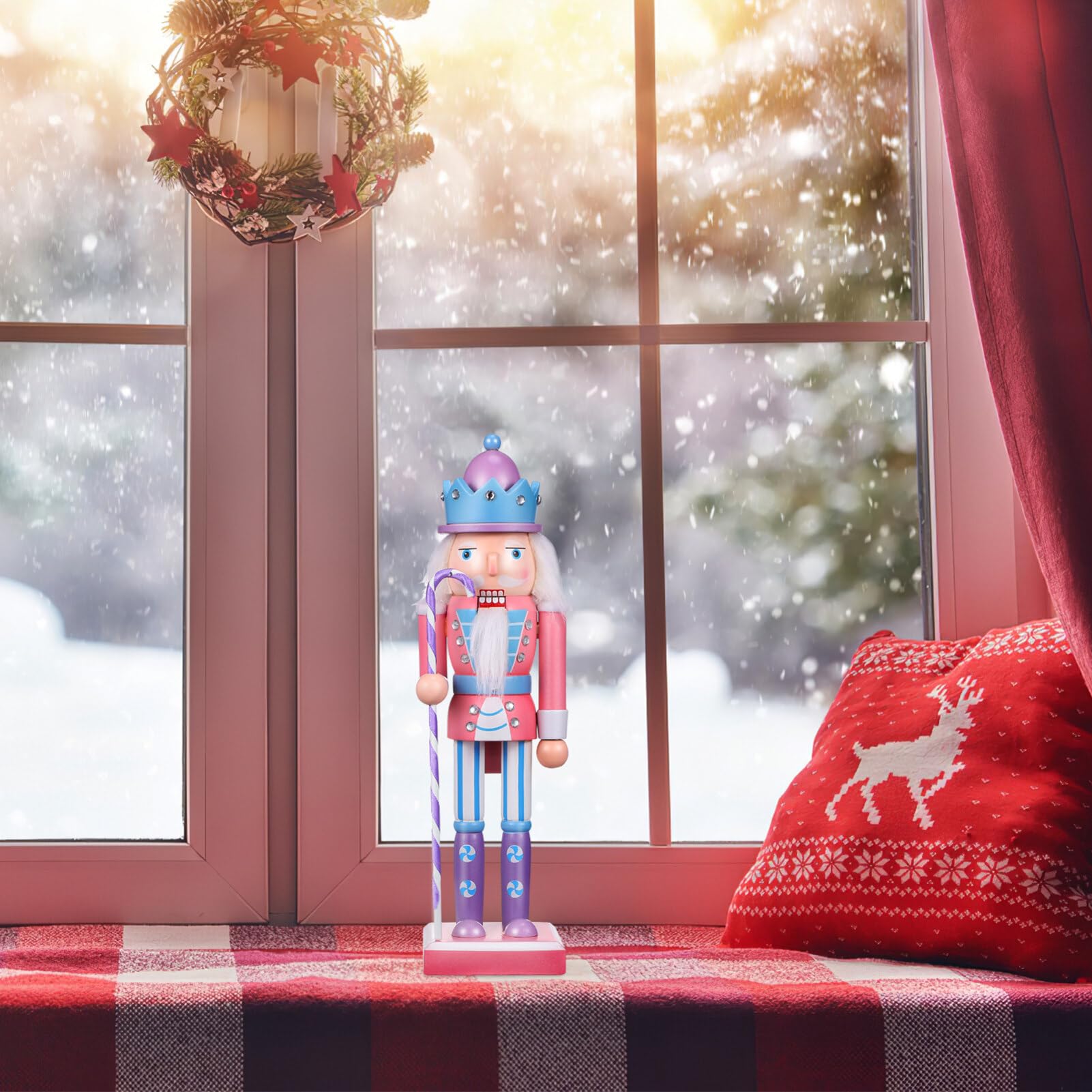 Festive Christmas Nutcracker Ornaments - Candy Cane & Peppermint Staff Soldier Figurine for Holiday Tree Decorations, Xmas Party Centerpiece, and Winter Home Décor