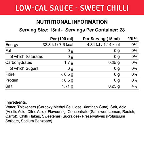 Applied Nutrition Fit Cuisine Low Calorie Sweet Chili Sauce 425ml - Healthy Condiment for Weight Loss, Meal Prep & Keto Diet