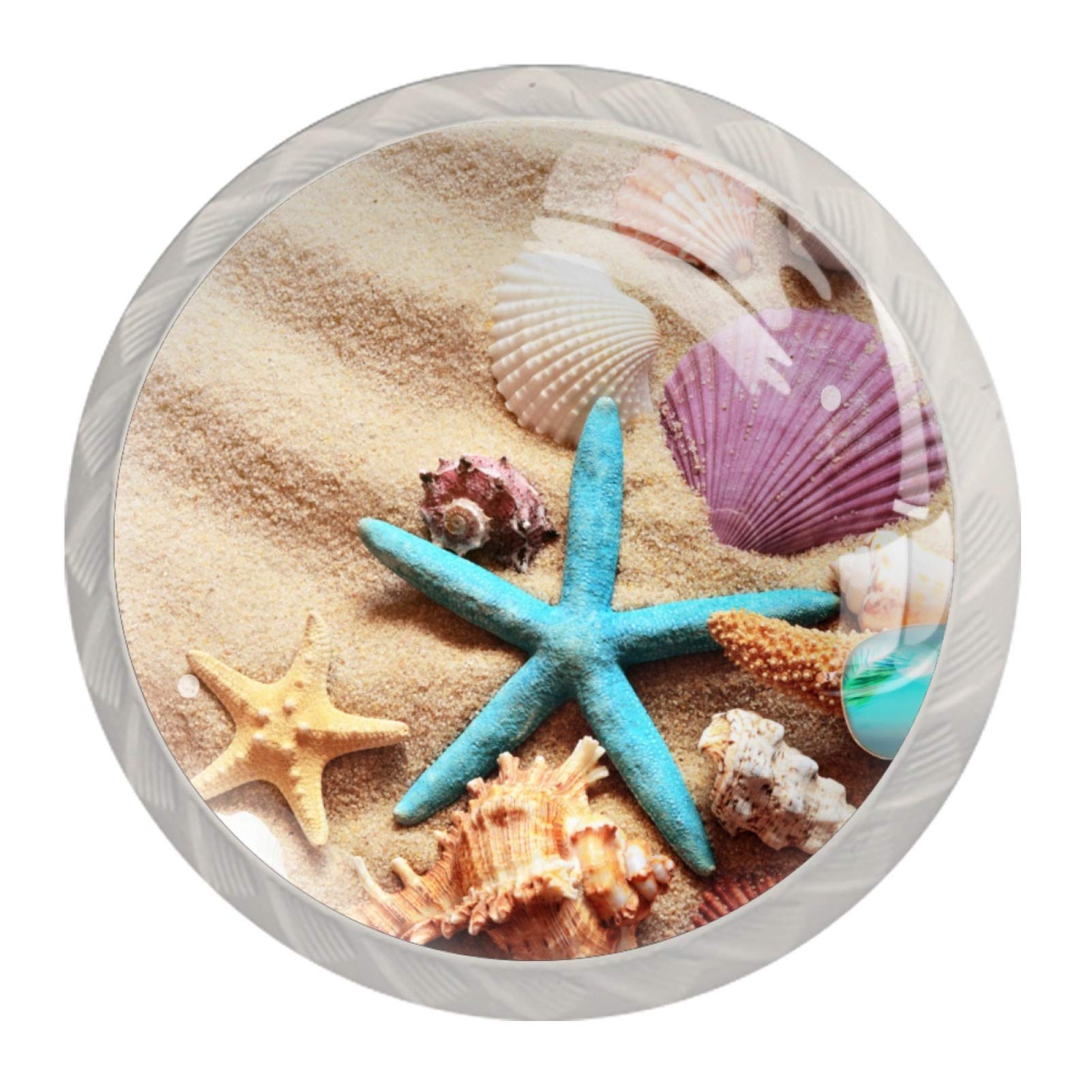 Starfish Seashell Cabinet Knobs - 4 Pack 1.18