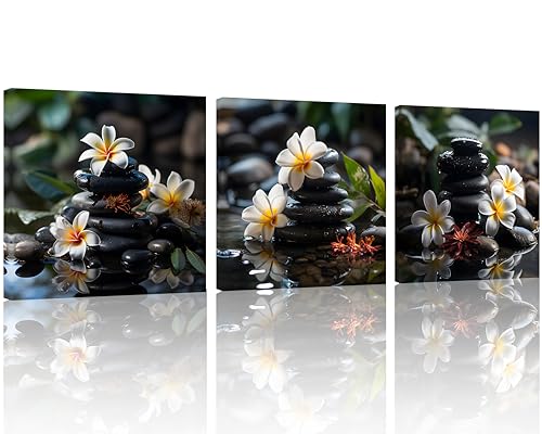 Spa Stone with White Flower