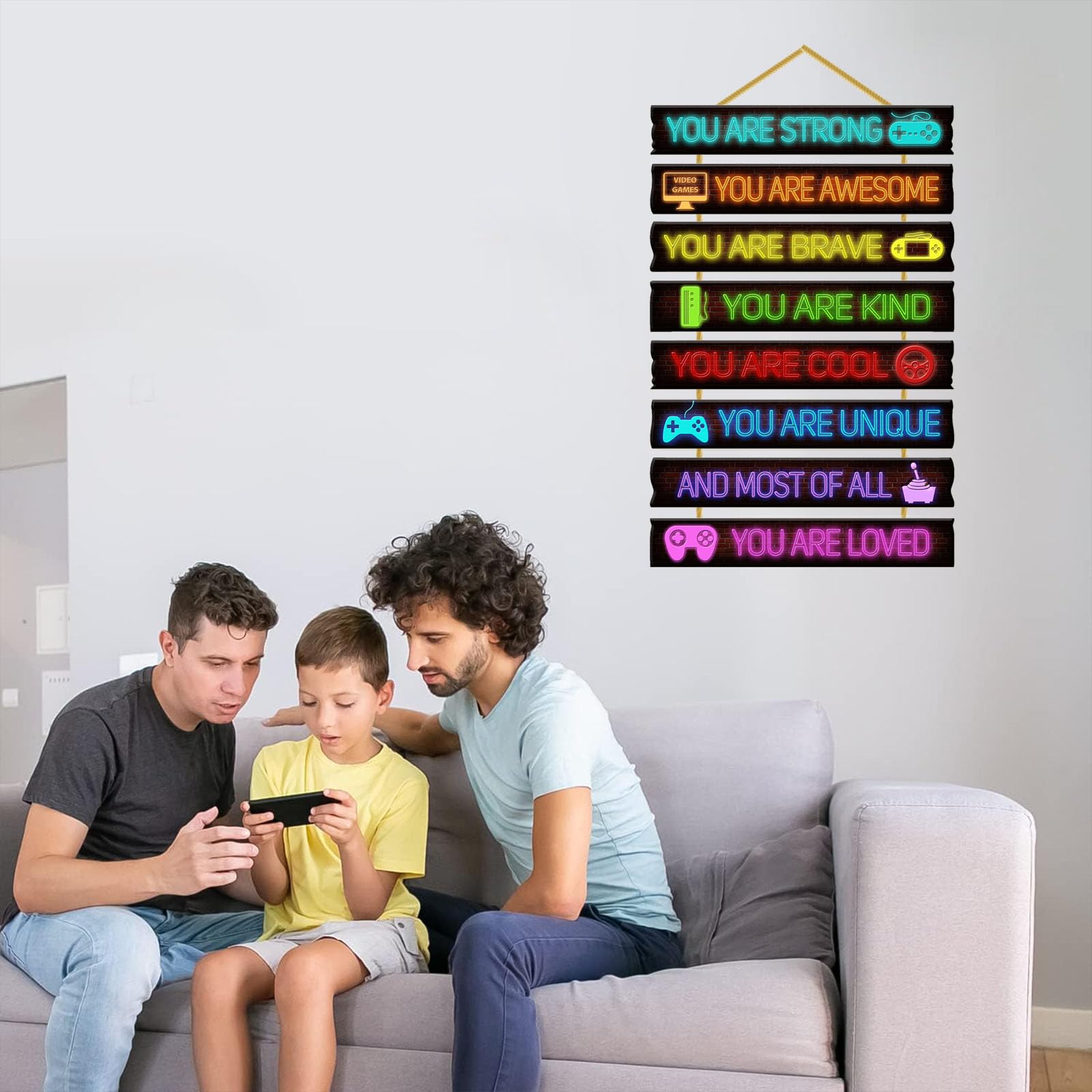 Wooden Game Room Wall Decor for Boys - Inspirational Gamer Wall Art for Kids Bedroom, Nursery & Toddler Room - Perfect for Gaming Themed Bedroom, Playroom & Teen Boy's Room