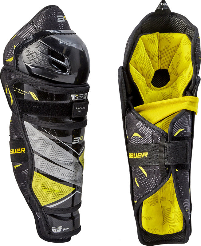 Bauer Supreme 3S Junior Hockey Shin Guards - Youth Ice Hockey Protective Gear for Boys & Girls - Perfect for Practice, Games & Training Sessions