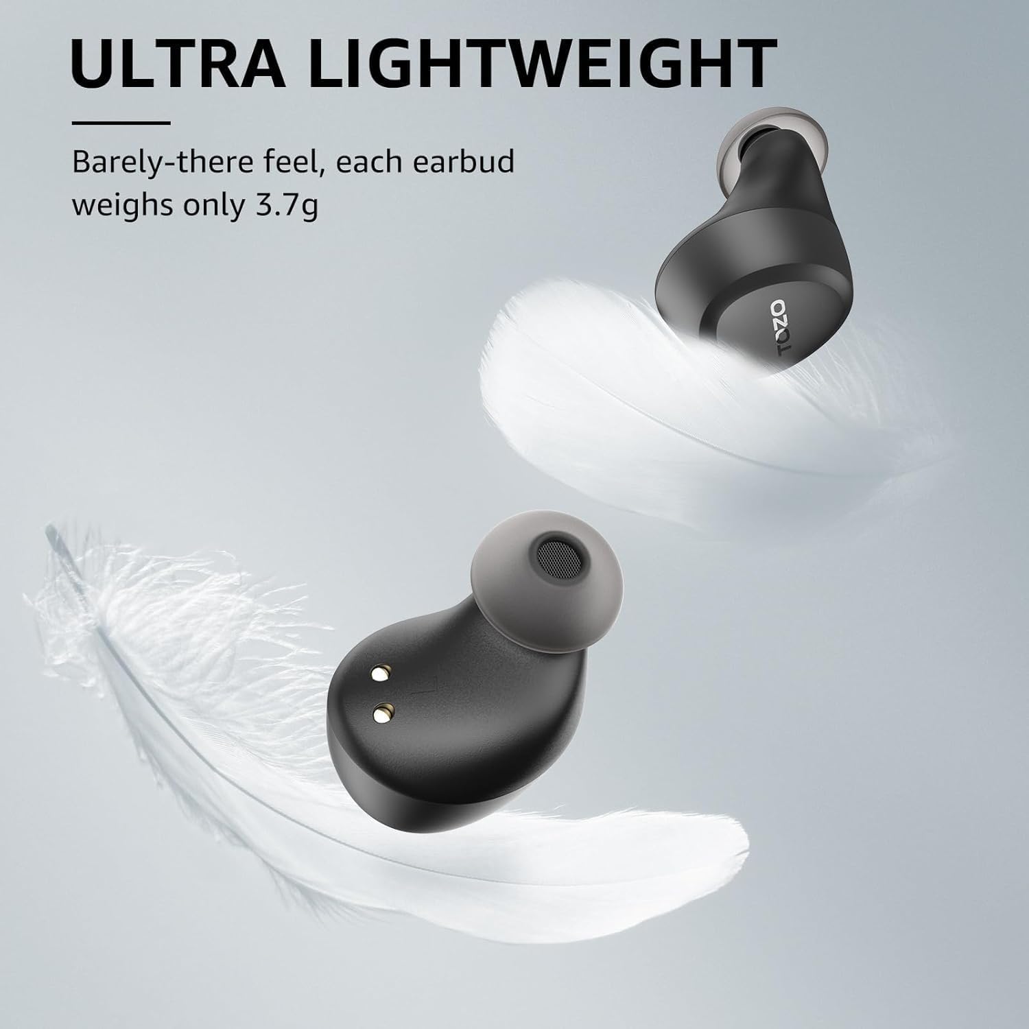 TOZO A1 Wireless Earbuds Bluetooth 5.3 with 65W Fast Charger - Sweatproof Sport Earbuds for Running, Gym & Workout | Hi-Fi Sound for Music & Calls | Long Battery Life for Travel & Commuting