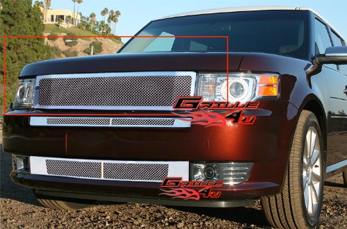 APS Compatible with Ford Flex 2009-2012 Upper Chrome Mesh Front Grille Insert S18-T02257F - Upgrade Your Vehicle's Style for Street & Show Car Appearance