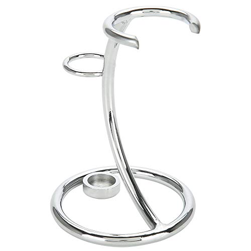 Premium Stainless Steel Shaving Stand - 2-in-1 Portable Razor & Brush Holder with Curved Design | Universal Storage Solution for Manual Razors & Shaving Brushes | Perfect for Travel, Bathroom Organization & Men's Grooming Essentials