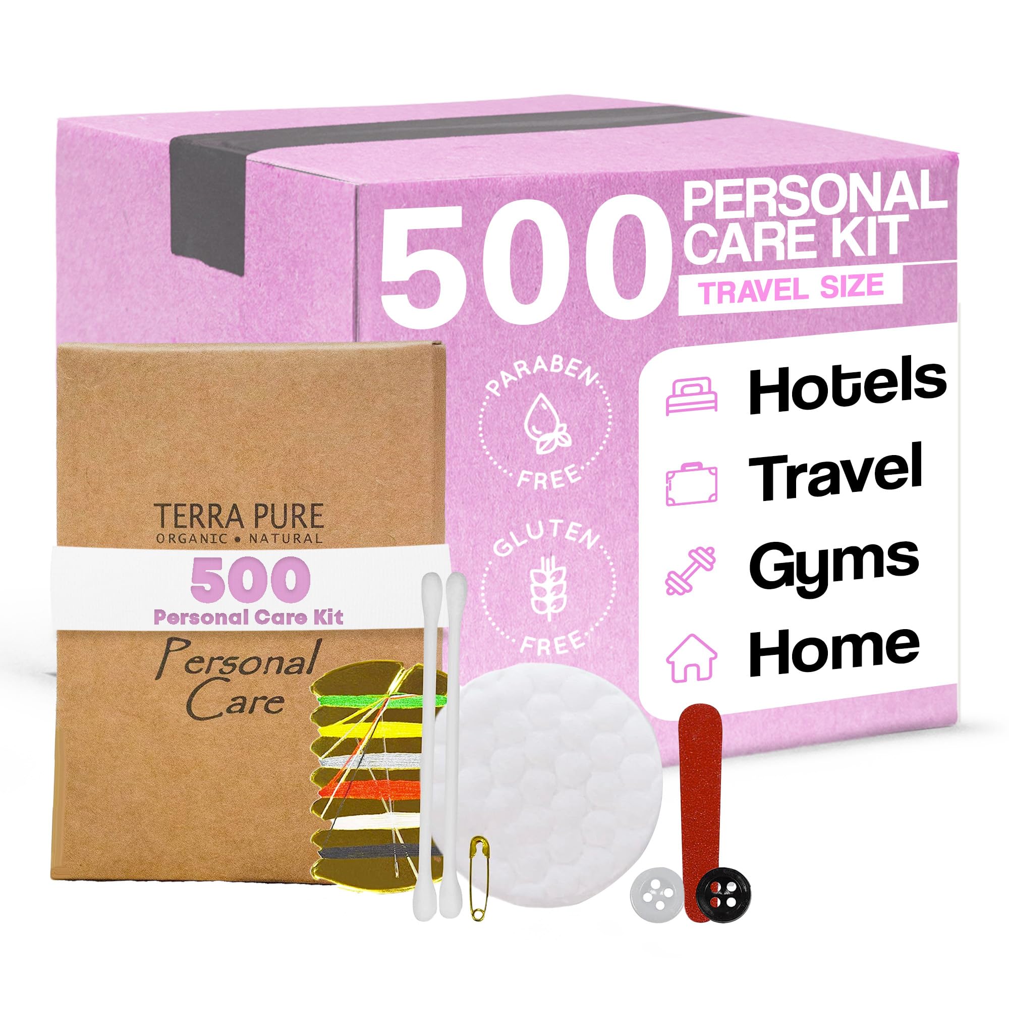 Eco-Friendly Terra Pure Green Tea Hotel Personal Care Kit - 500 Case, Recycled Paper & Soy Ink Packaging | Perfect for Hotels, Spas, and Sustainable Travel