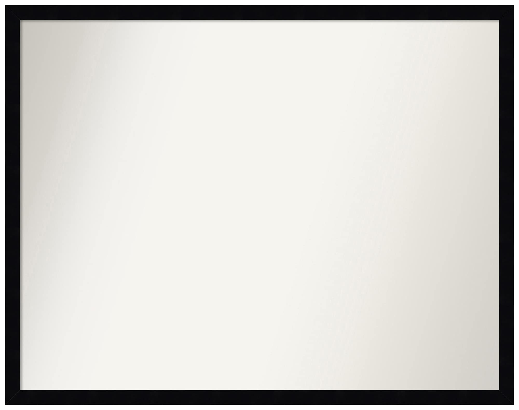 Amanti Art Non-Beveled Custom Wall Mirror 22x28 Inches, Svelte Noir Black Frame - Bathroom, Living Room, Bedroom Decor - Custom Size Options Available - Modern Black Framed Mirror for Home & Office
