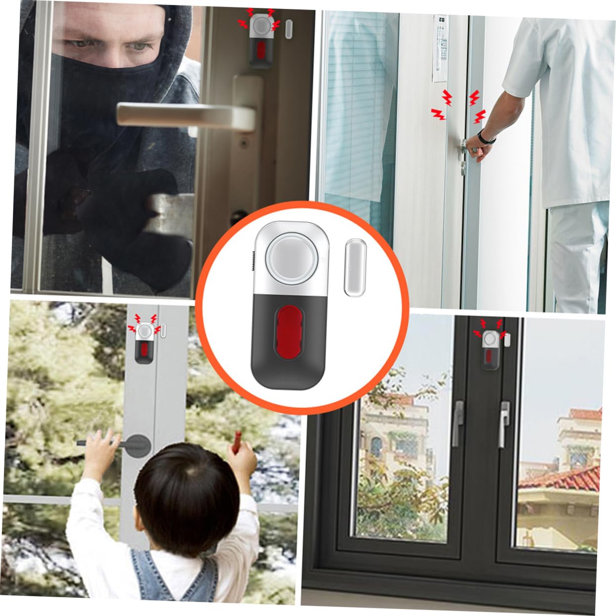 KONTONTY Wireless Door & Window Alarm - Home Security Alarm System for Safety, Grey | Ideal for Apartments, Offices & Child Safety