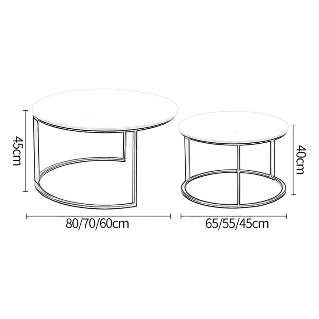 Round Marble Coffee Table Set with Steel Frame - Modern Tea Table for Living Room, Office & Home Decor - Perfect for Relaxing, Entertaining & Workspace